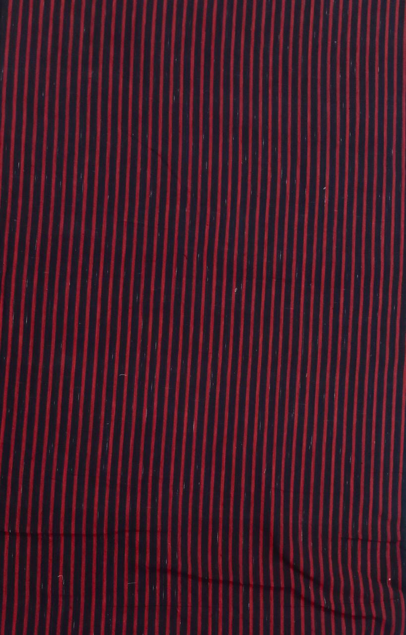 Dark Meroon Black Handspun Handwoven Stripe Khadi Cotton Fabric