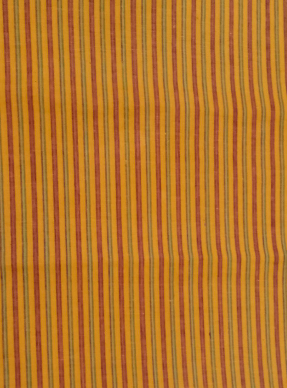 Meroon Orange Green Handspun Handwoven Khadi Cotton Fabric