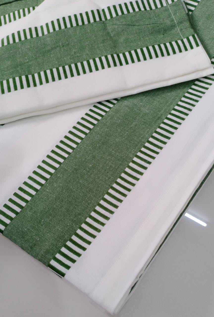 Green Handloom Cotton Bedsheet with Two Pillow Cover.