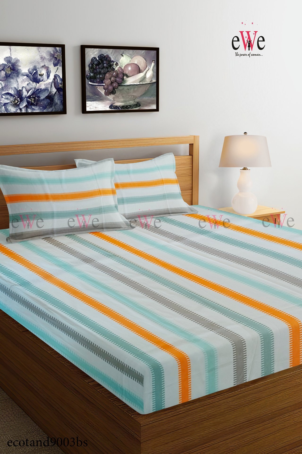 Multi Stripped Handloom Cotton Bedsheet with Two Pillow Cover.