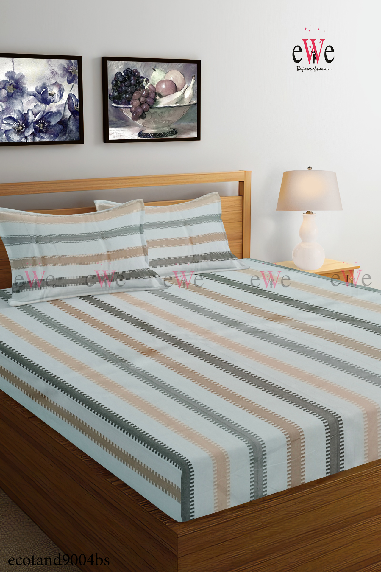 Multi Striped Handloom Cotton Bedsheet with Two Pillow Cover.