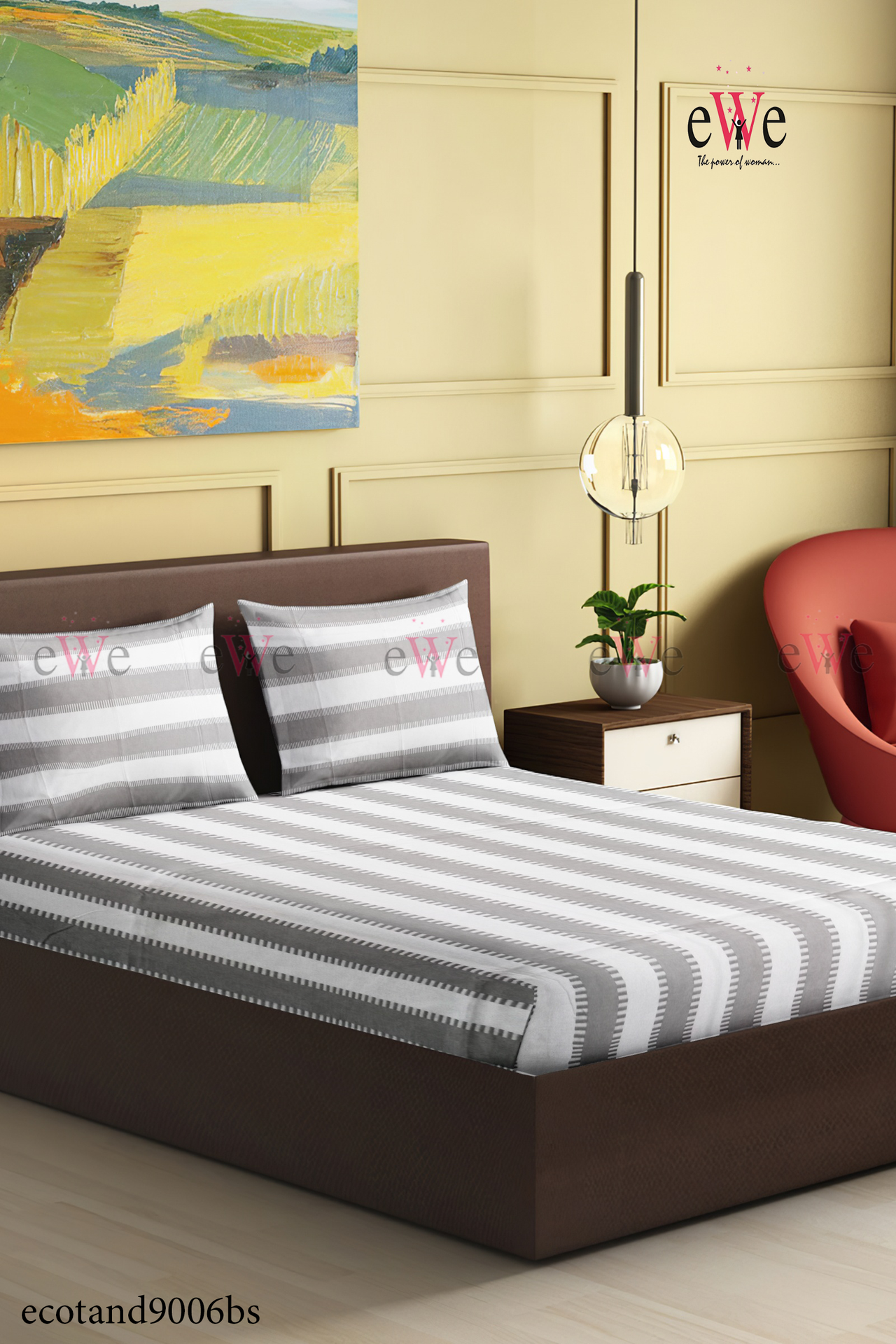 Grey Handloom Cotton Bedsheet with Two Pillow Cover.
