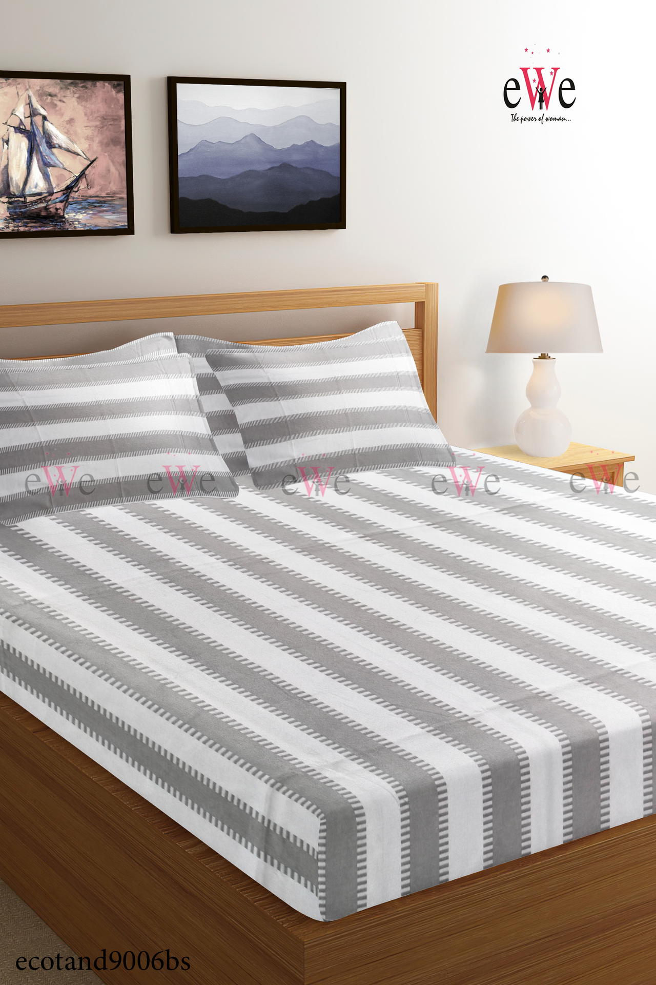Grey Handloom Cotton Bedsheet with Two Pillow Cover.