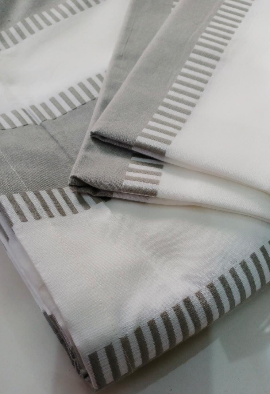 Grey Handloom Cotton Bedsheet with Two Pillow Cover.