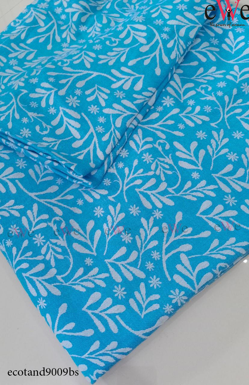 Sea Blue Handloom Jacquard Bedsheet with Two Pillow covers.