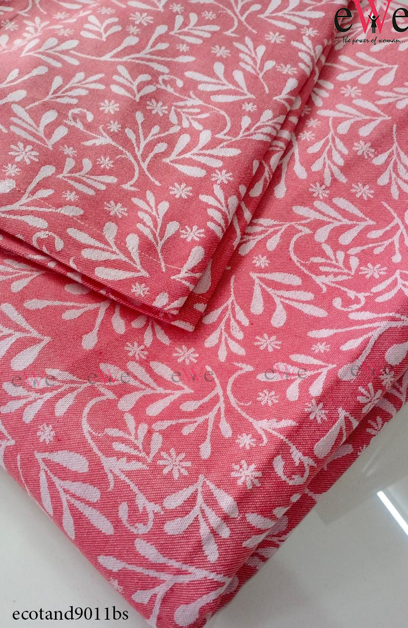 Red Handloom Jacquard Bedsheet with Two Pillow covers.
