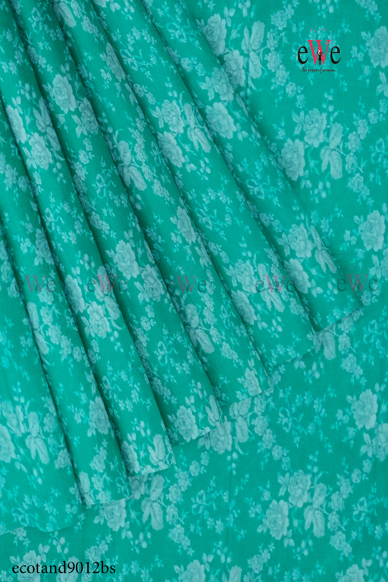 Turquoise Green Flower Design Handloom Jacquard Bedsheet with Two Pillow covers.