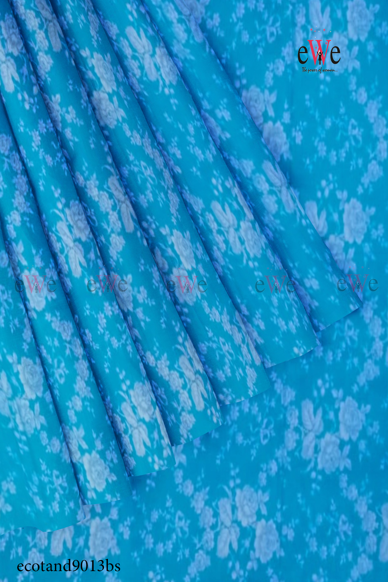 Sea Blue Flower Design Handloom Jacquard Bedsheet with Two Pillow covers.