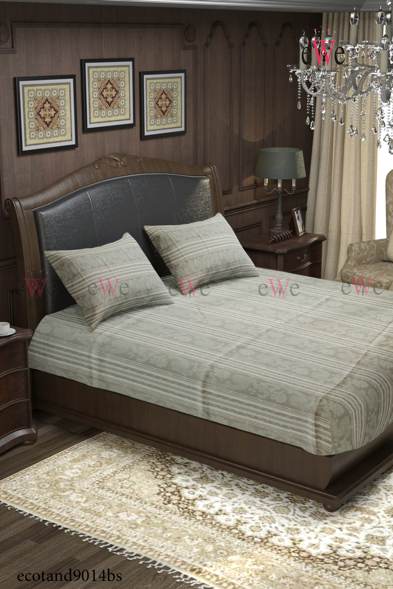 Beige Cream Handloom Jacquard  Bedsheet with Two Pillow covers.
