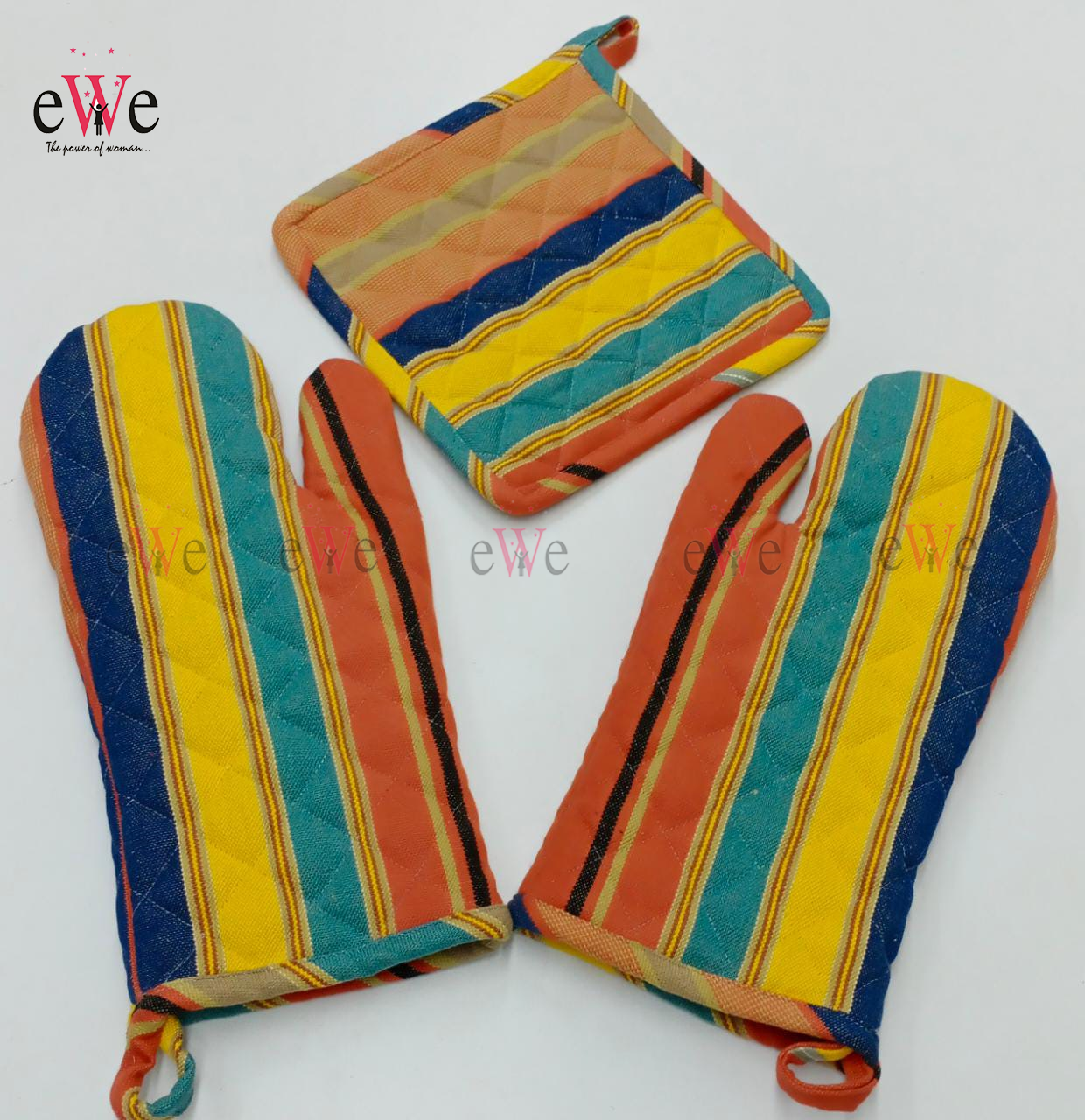 Orange Blue Kitchen Apron Set