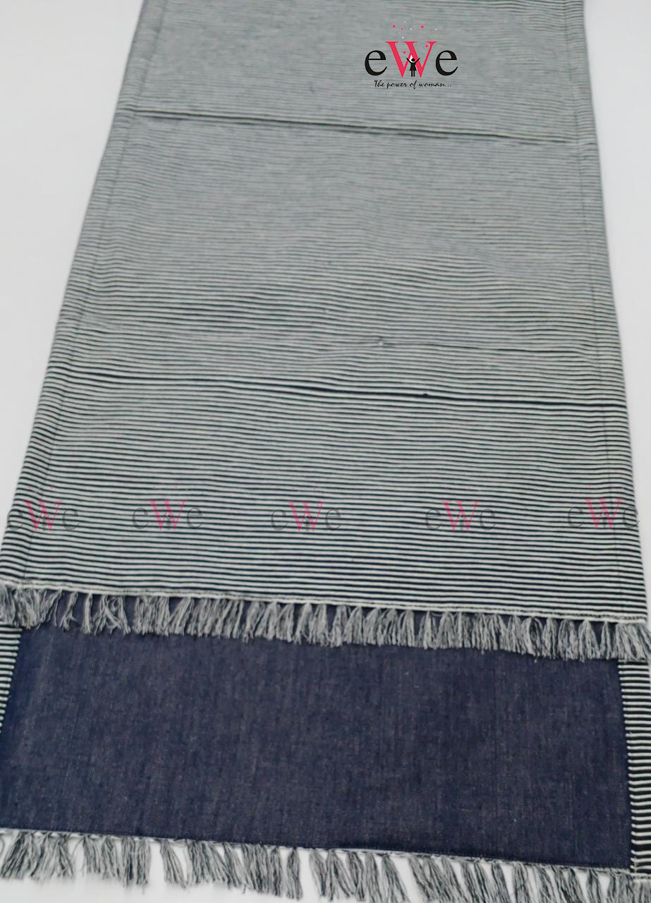 Black &amp; White Striped Woven Table Runner