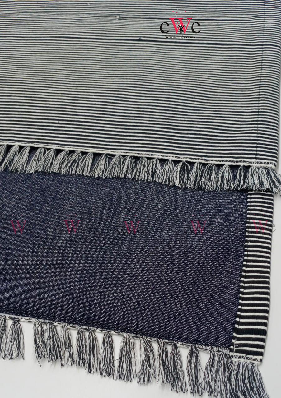 Black &amp; White Striped Woven Table Runner