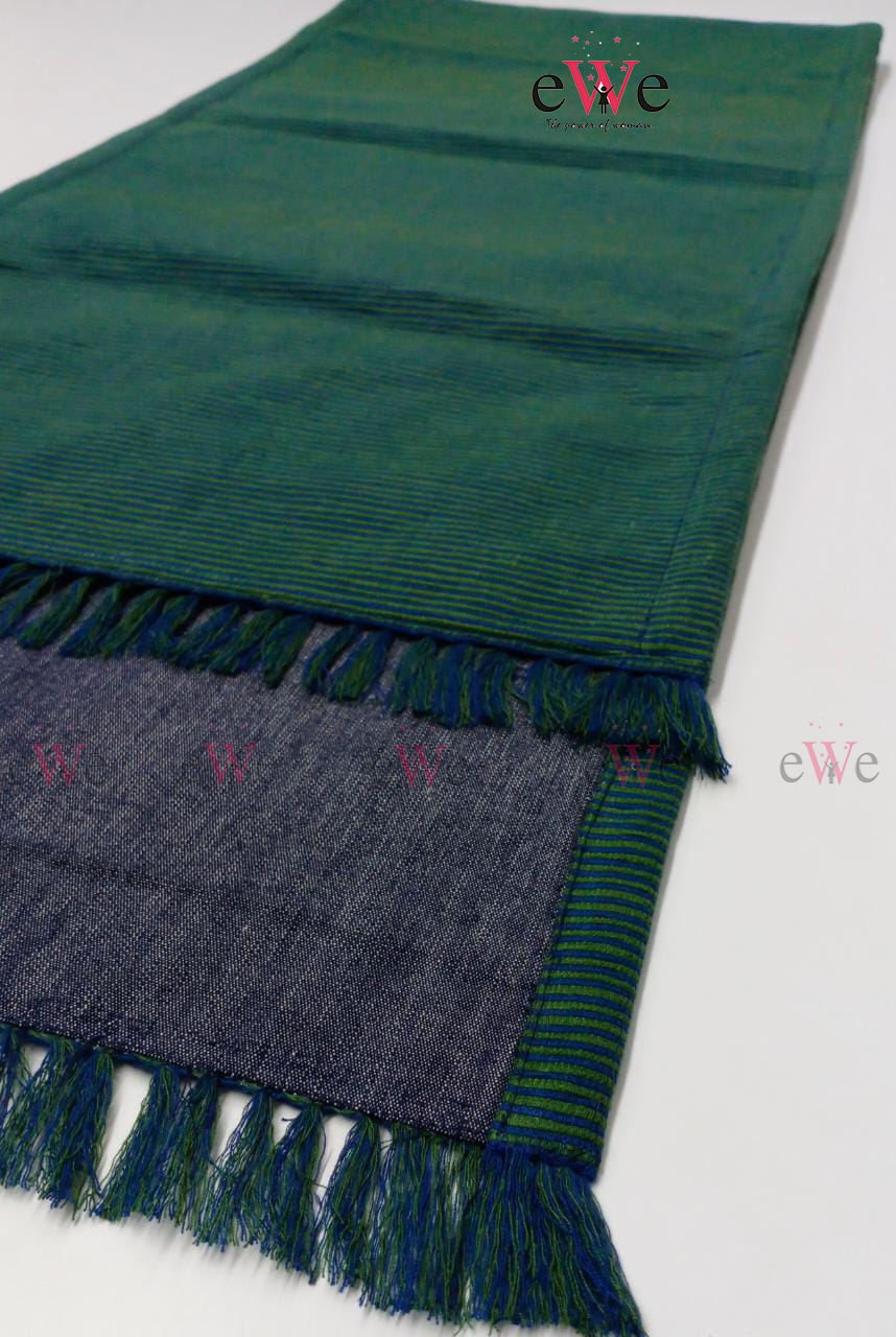 Green &amp; Blue Striped Woven Table Runner