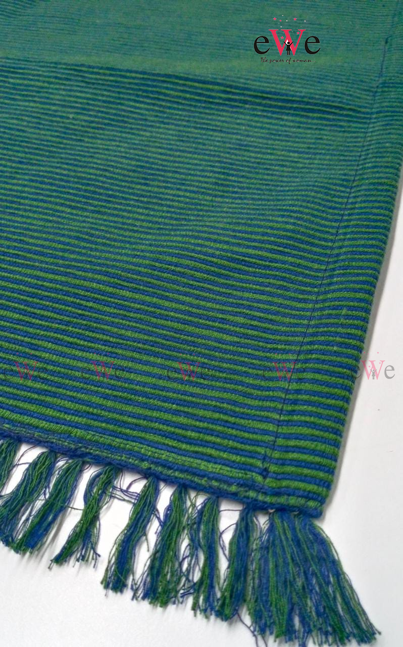 Green &amp; Blue Striped Woven Table Runner