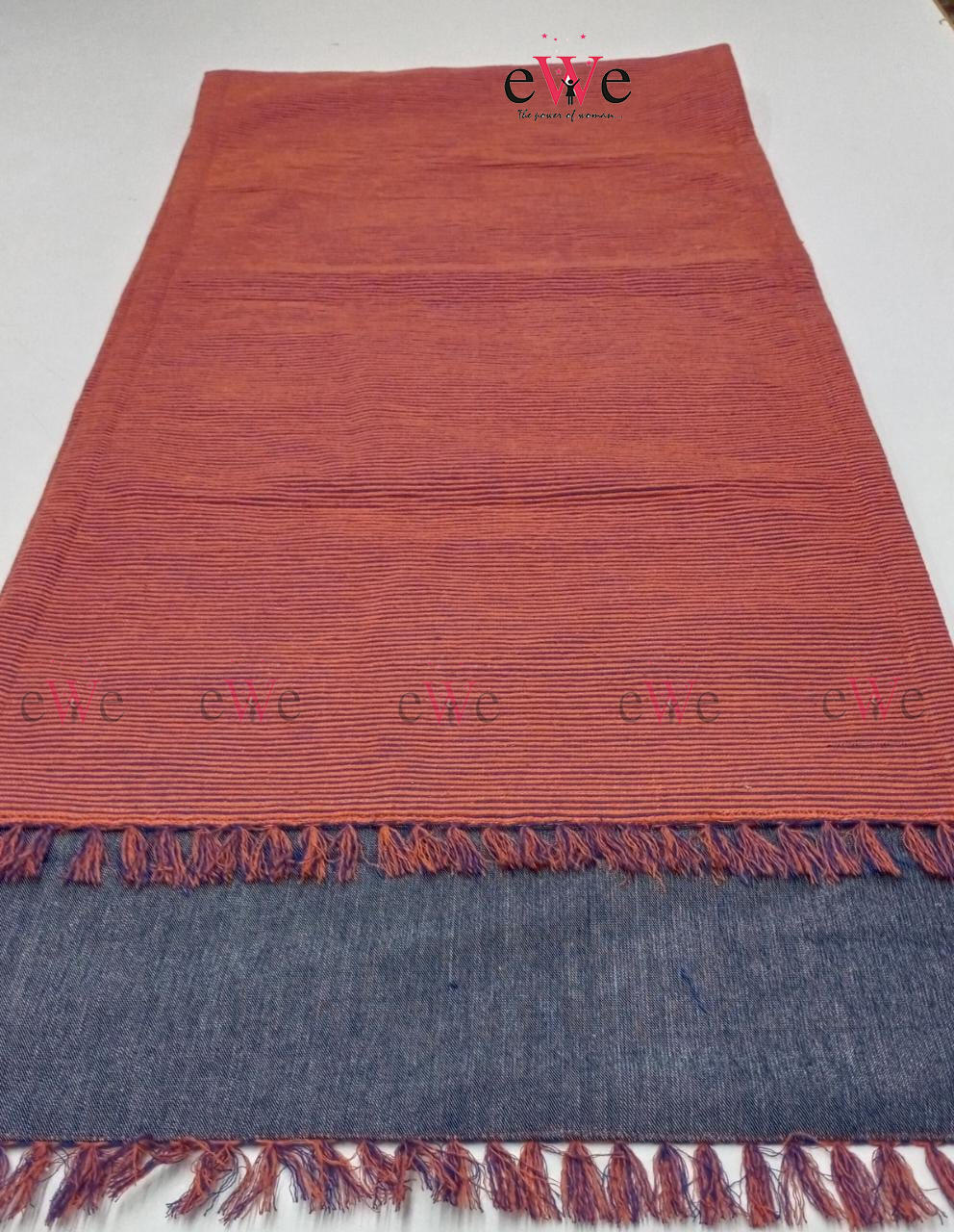 Orange &amp; Blue Striped Woven Table Runner