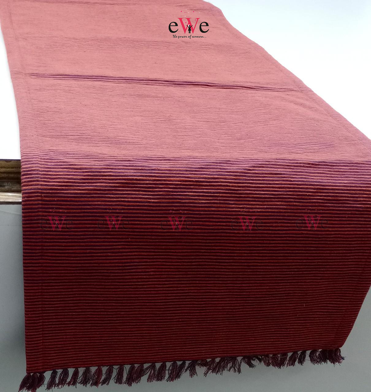 Orange &amp; Blue Striped Woven Table Runner