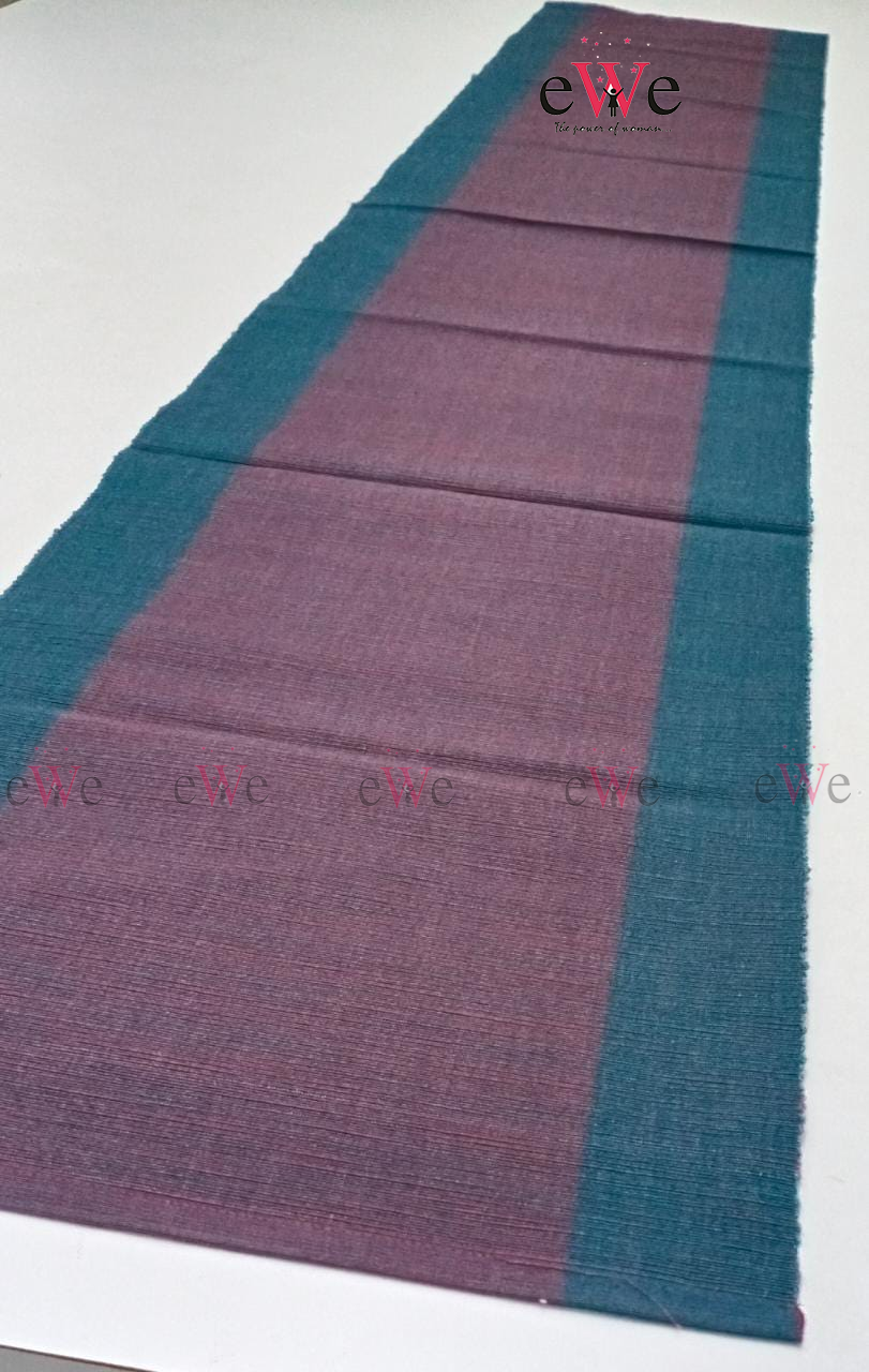 Green &amp; Meroon Striped Woven Table Runner