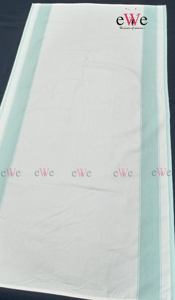 White &amp; Blue cotton Bath Towel (60 x 30 Inch)