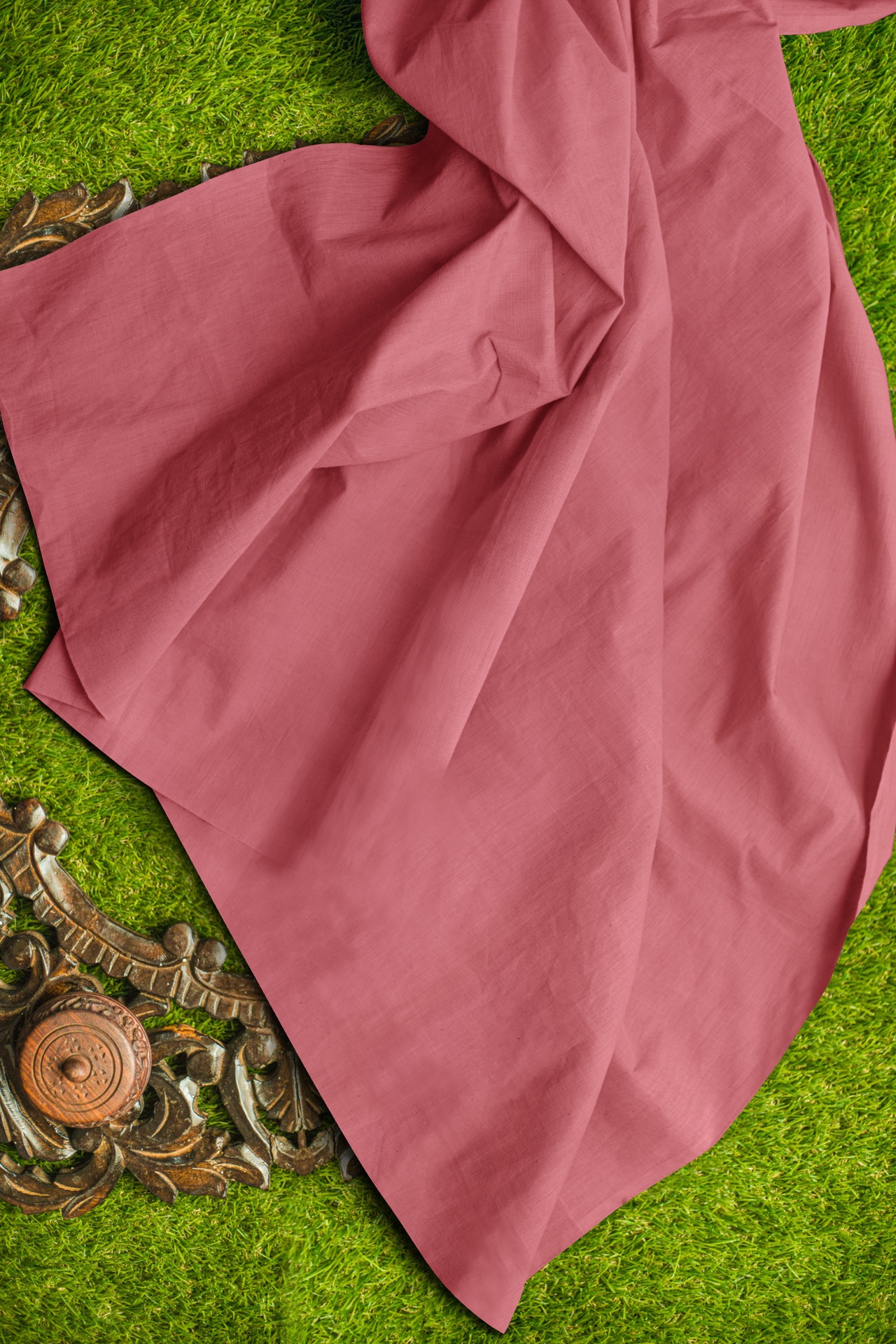 Peach  Handspun Handwoven Fabric