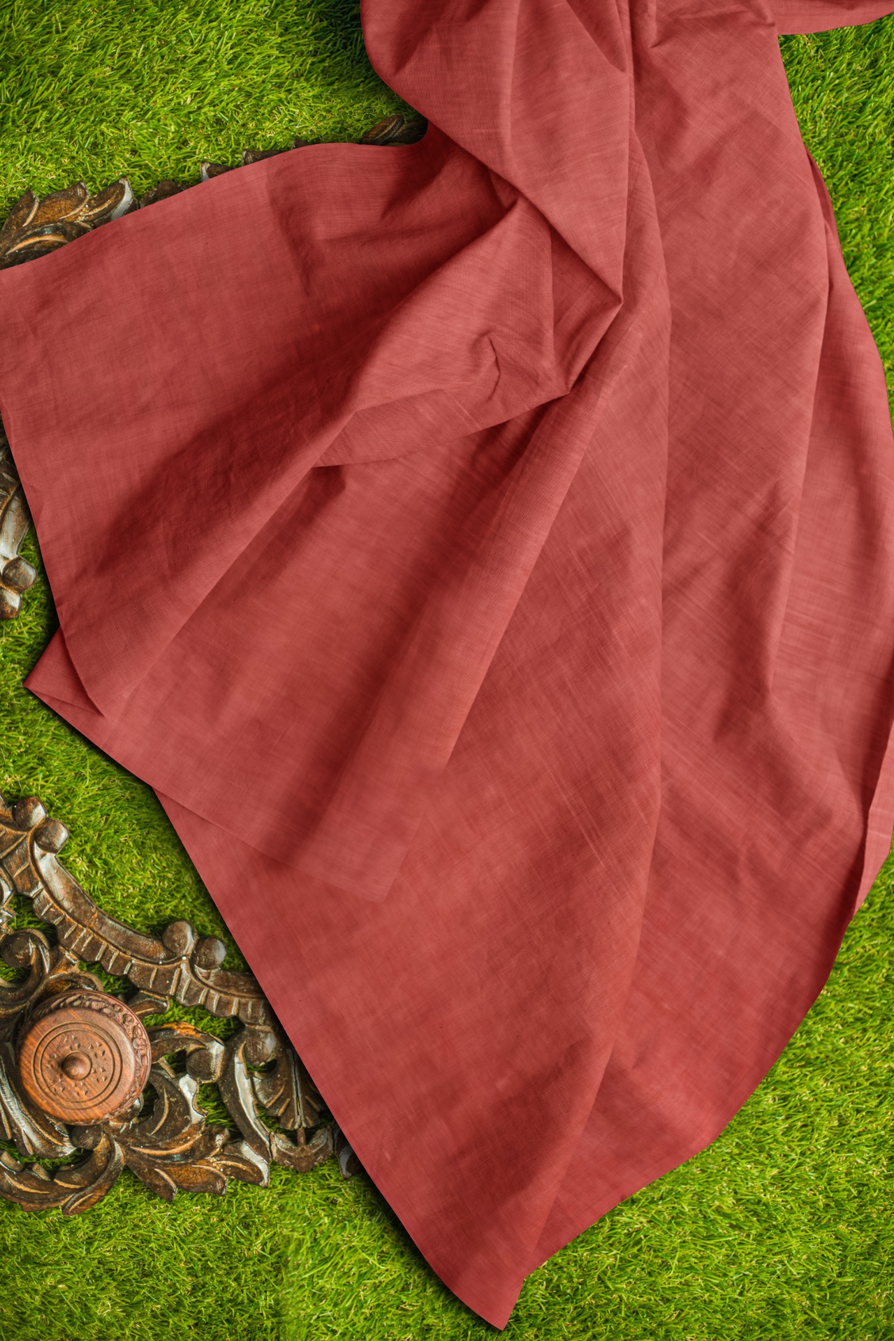 Burnt Orange Handspun Handwoven Fabric