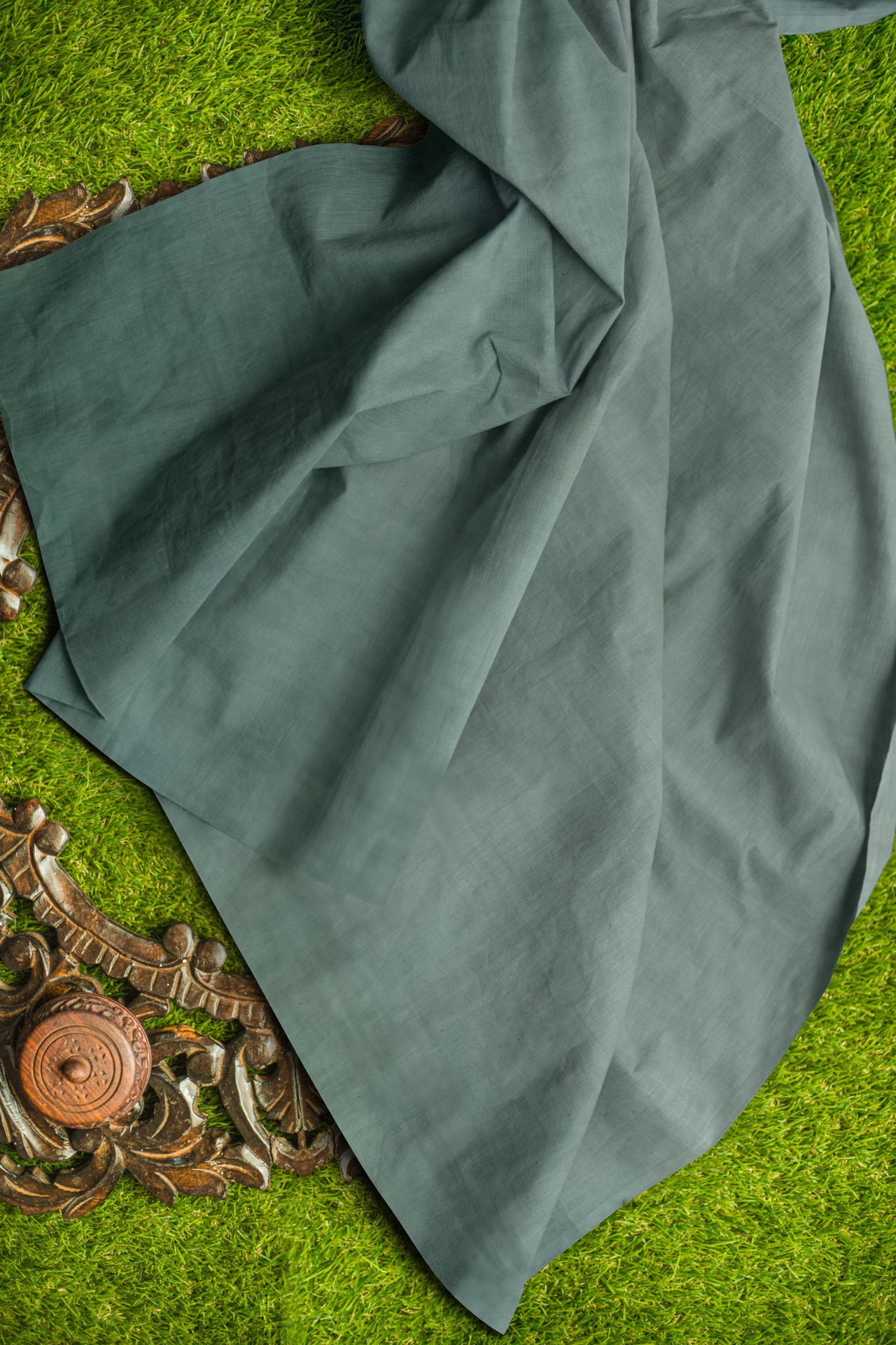 Viridian Green  Handspun Handwoven Fabric