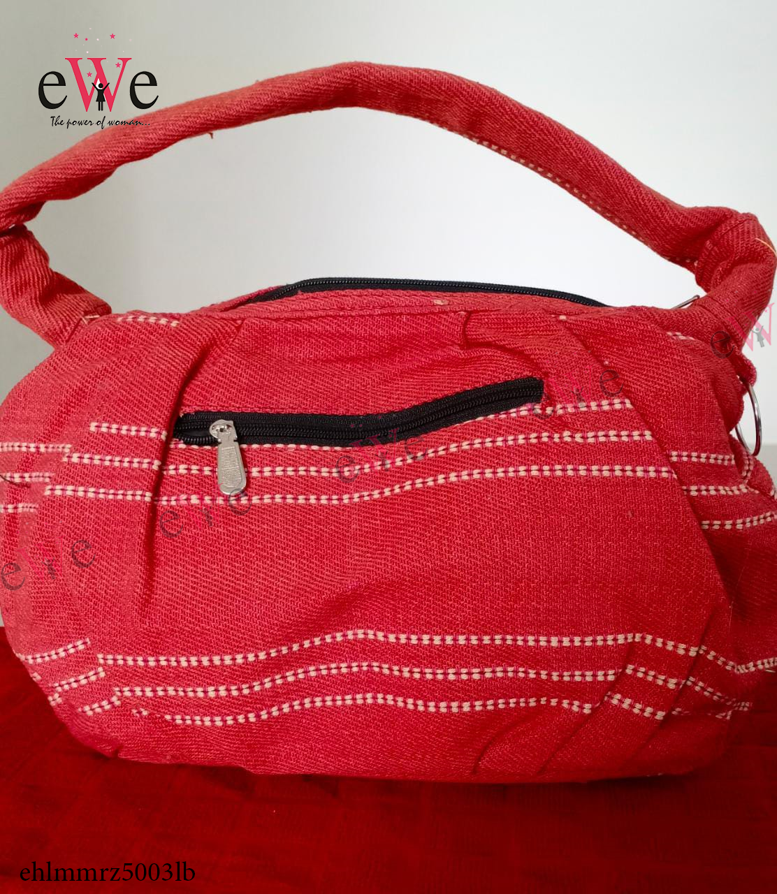 Red &amp; White Striped Ladies Bag