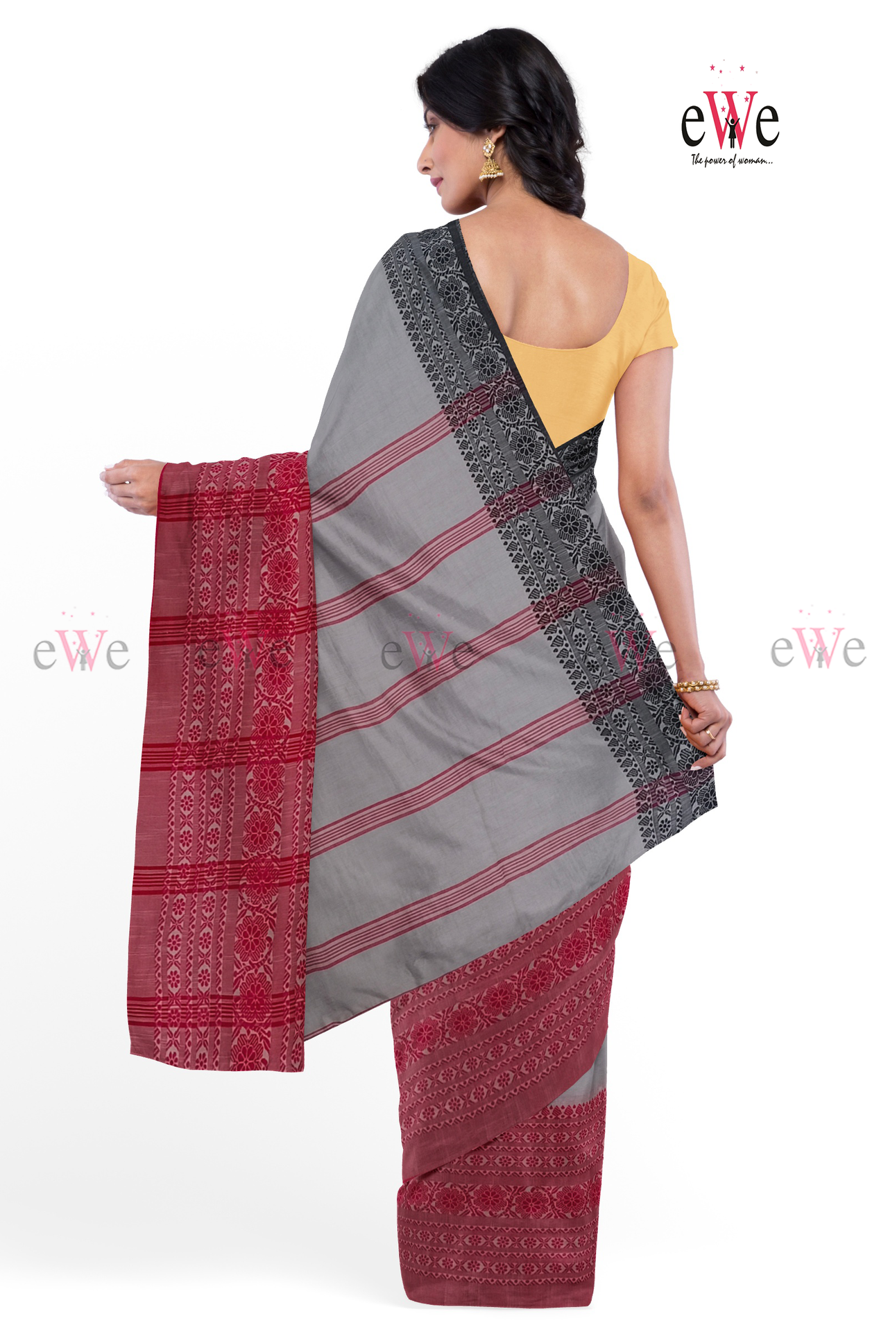 Ash, Rose &amp; Black Begampuri Saree