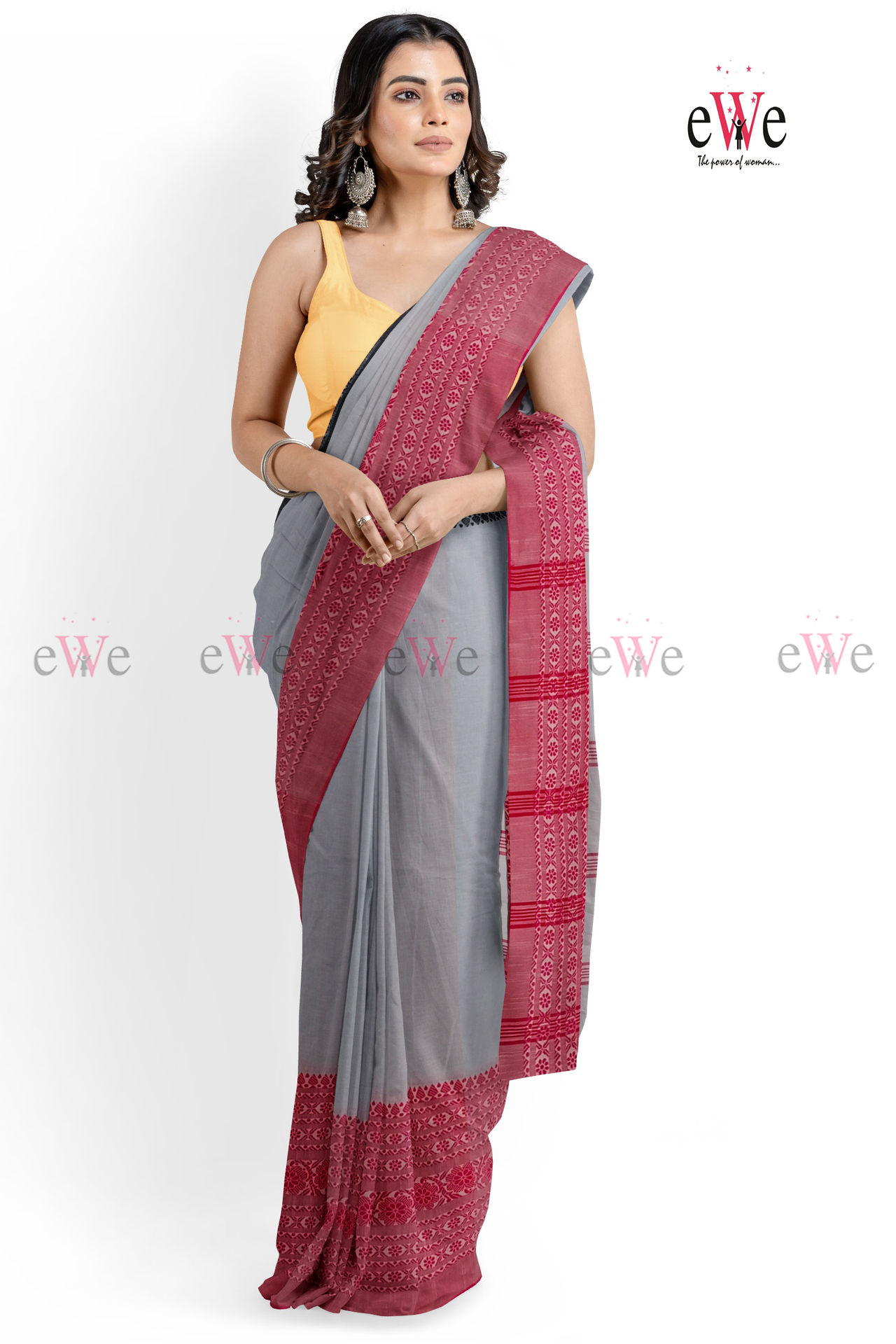 Ash, Rose &amp; Black Begampuri Saree
