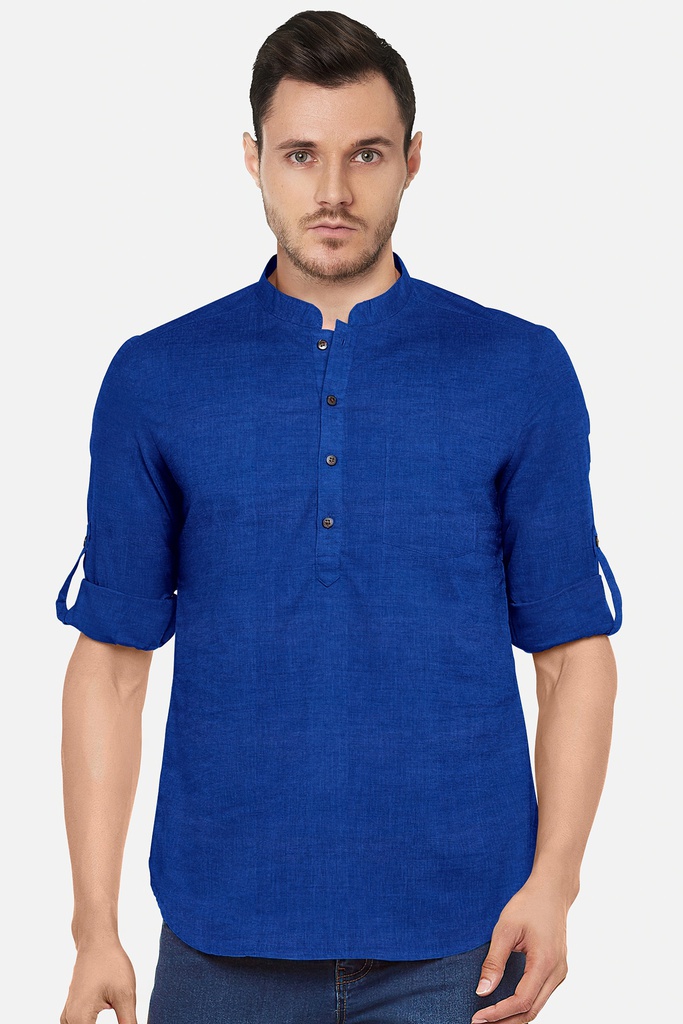 Royal Blue Handloom Short Kurta
