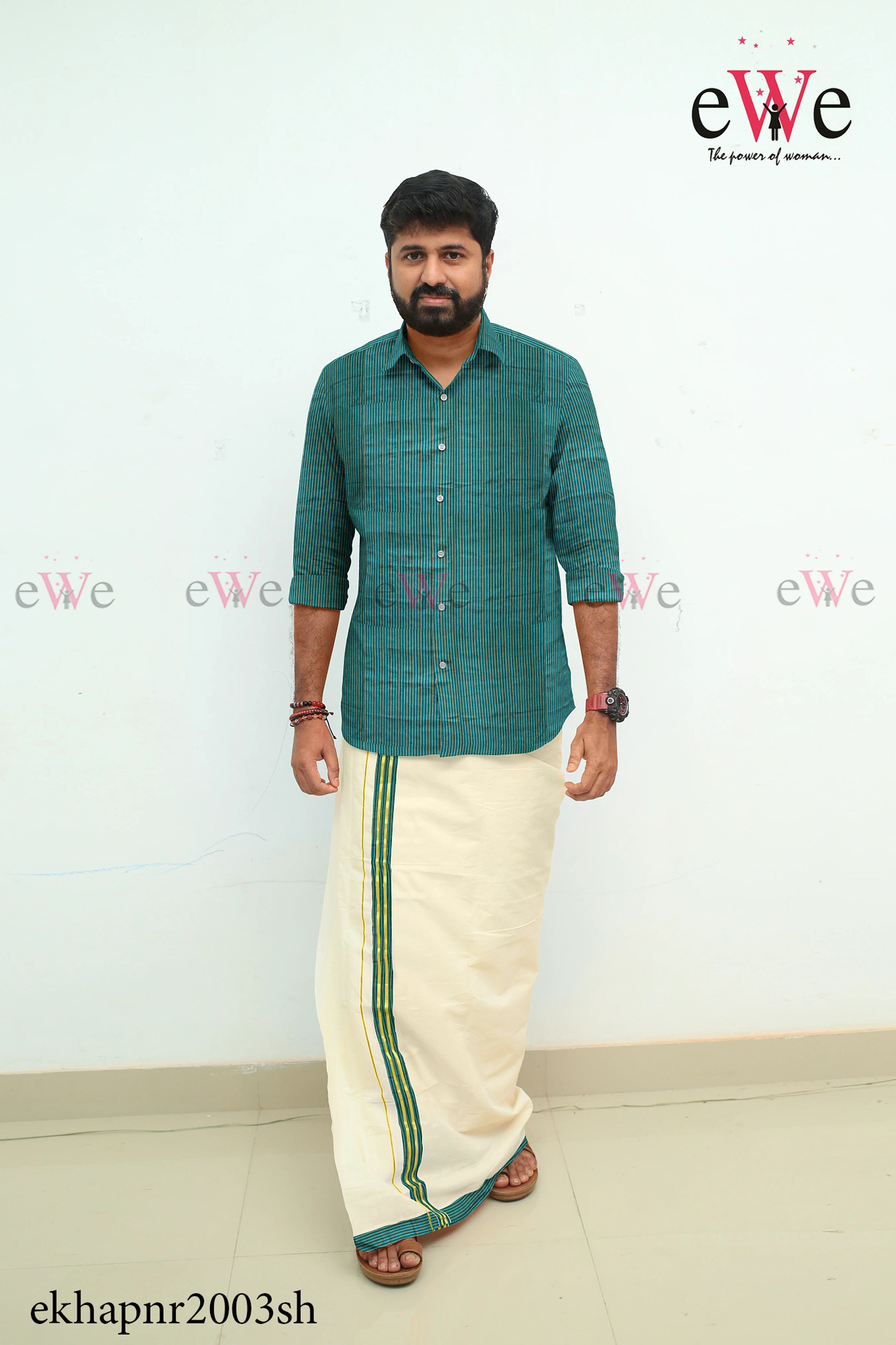Green Striped Khadi Gent's Shirt
