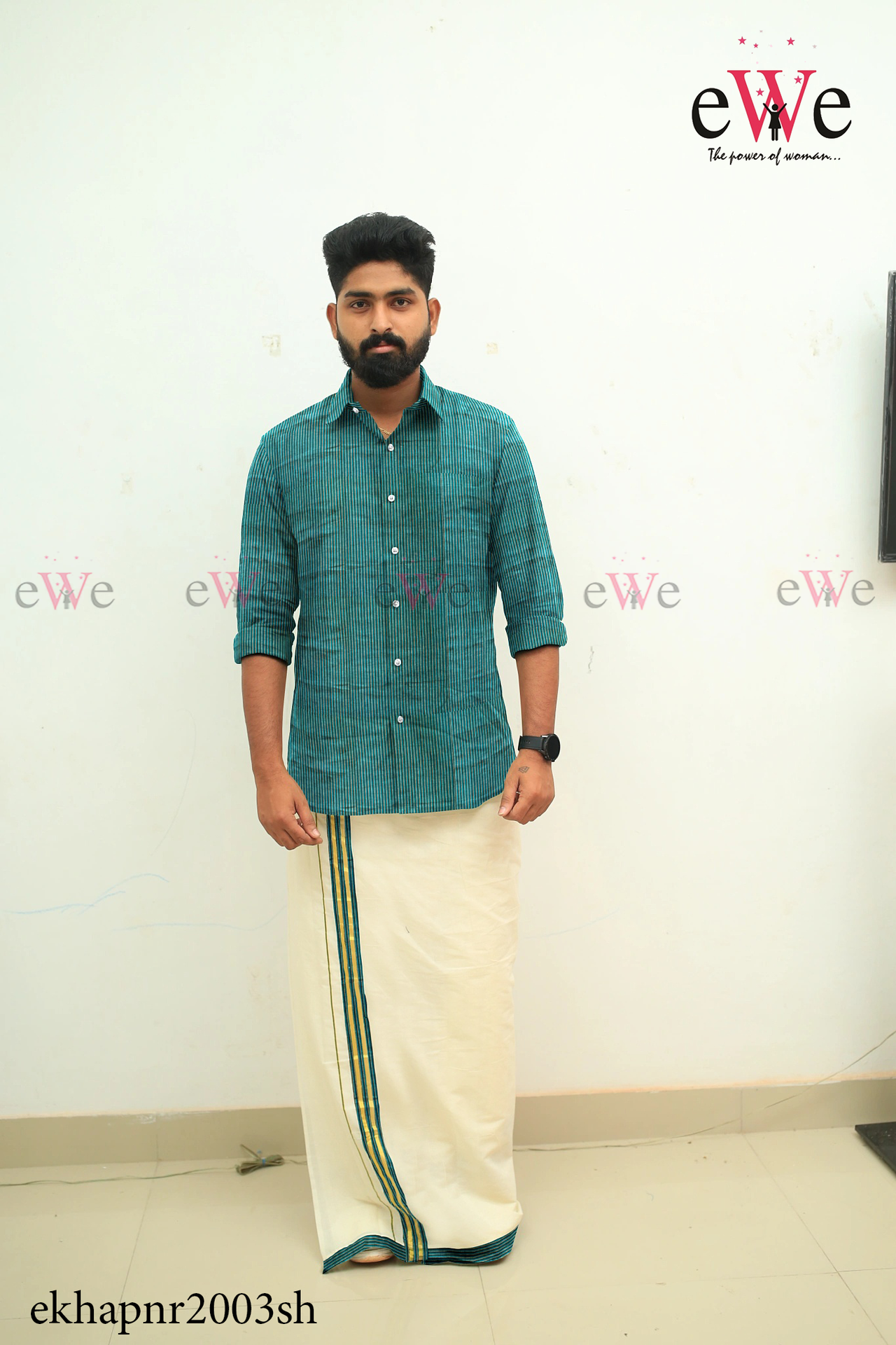 Green Striped Khadi Gent's Shirt