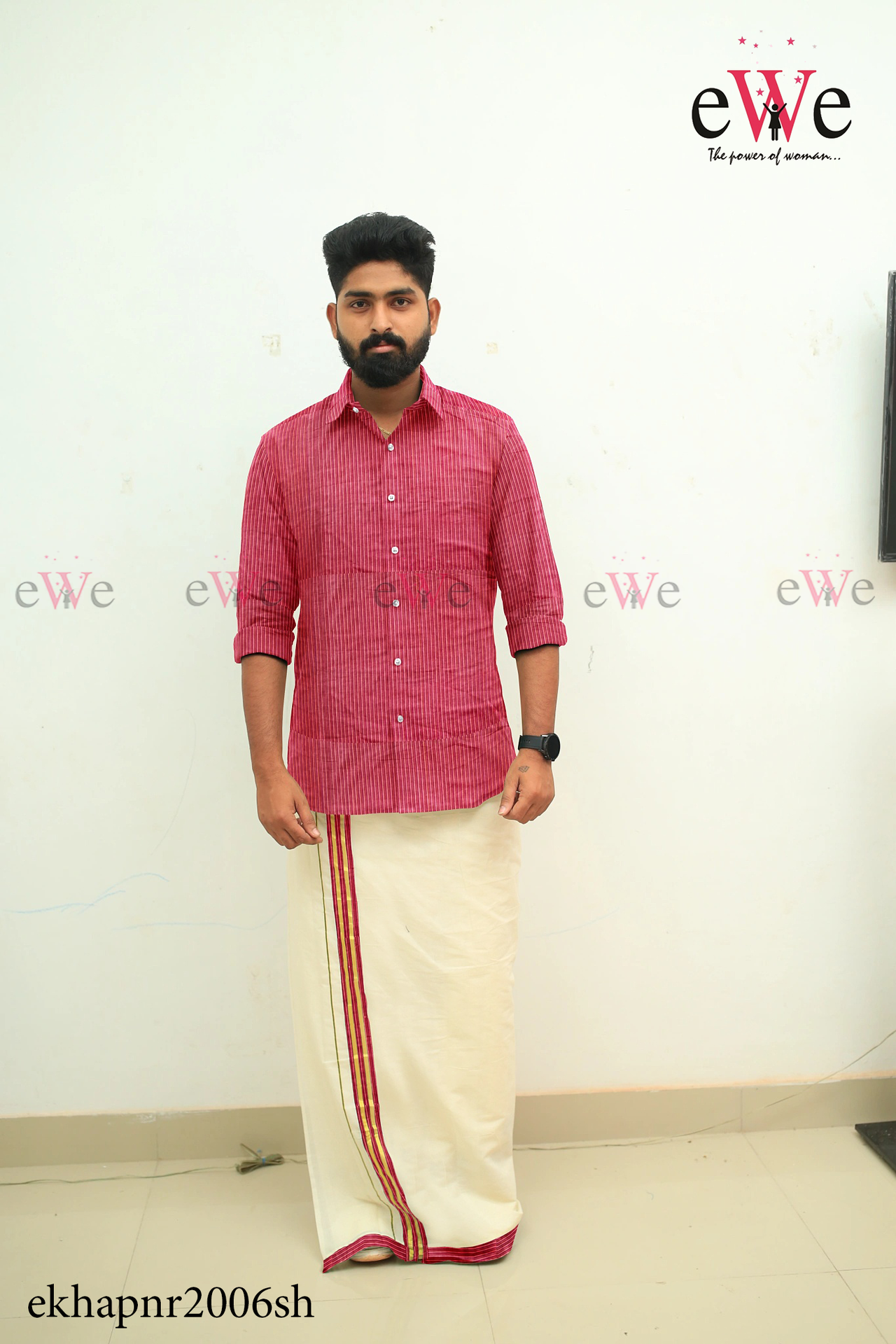 Red Striped Khadi Gent's Shirt