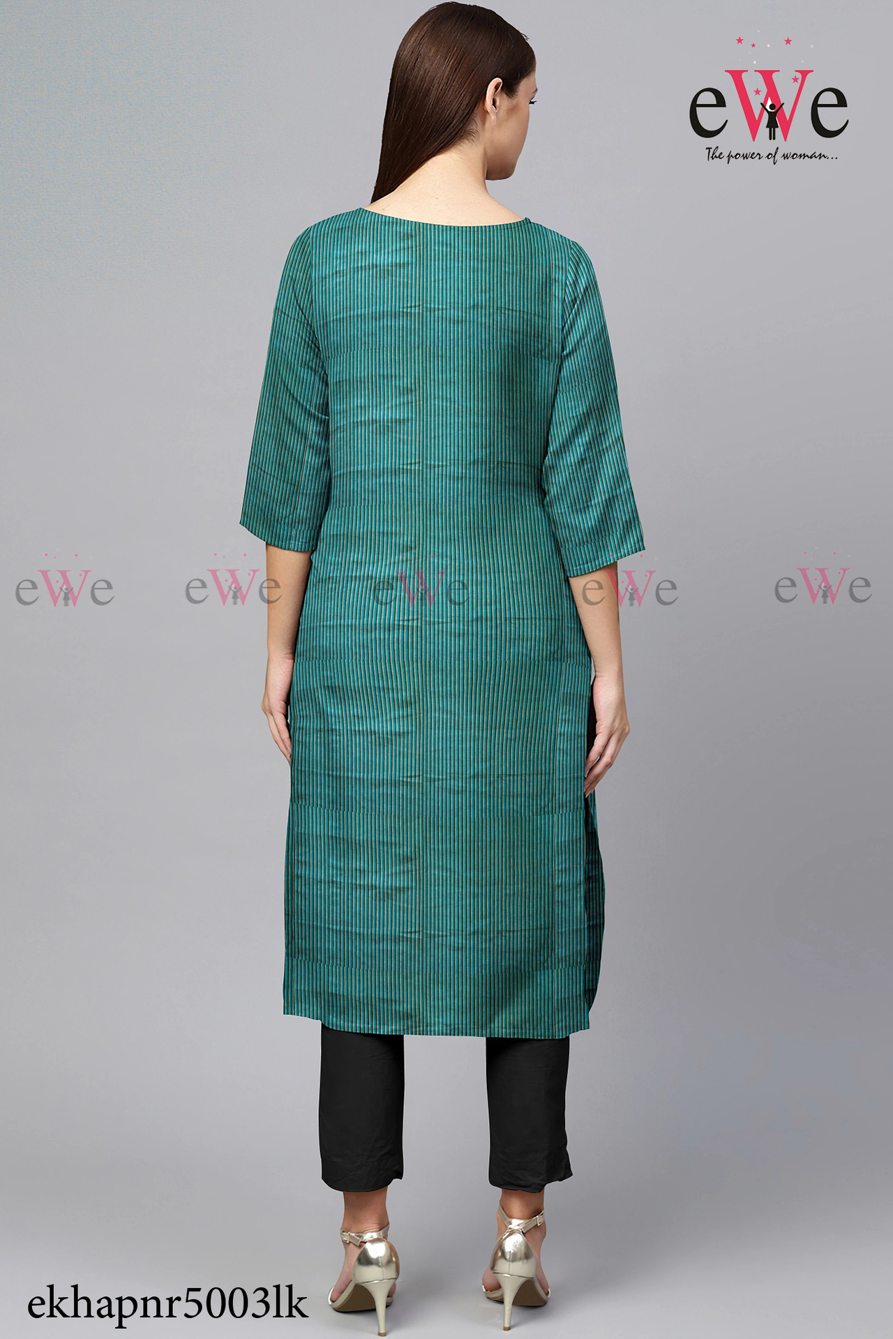 Green Striped Khadi Simple Kurti