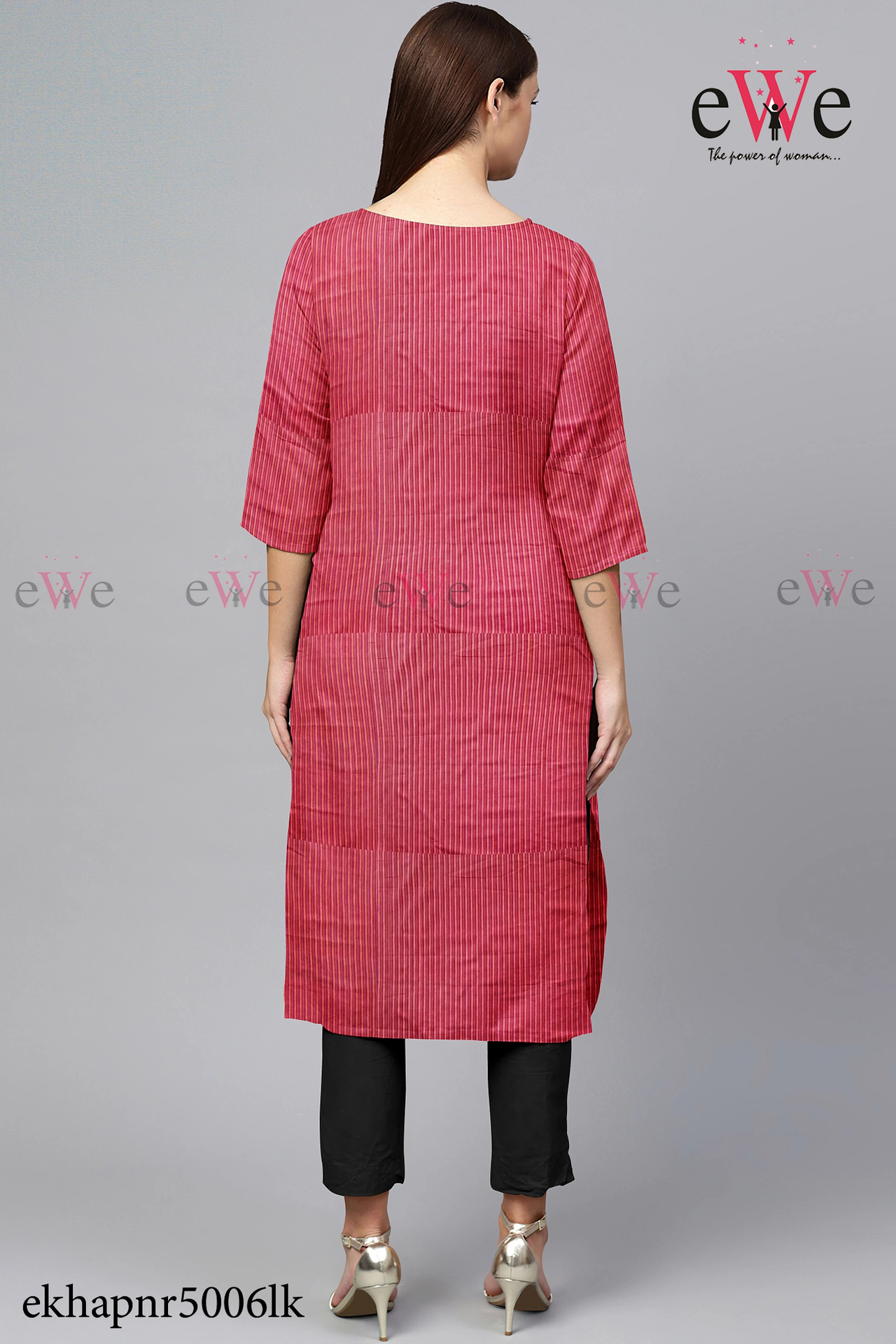 Red Striped Khadi Simple Kurti