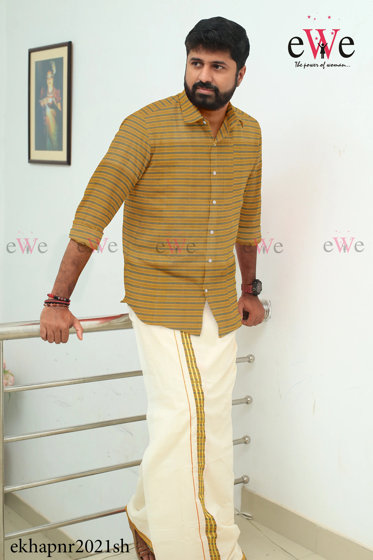 Yellow Striped  Khadi Gent's Shirt