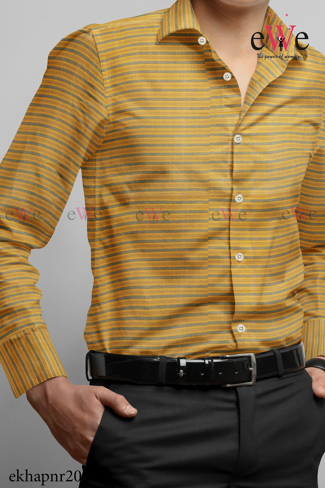 Yellow Striped  Khadi Gent's Shirt