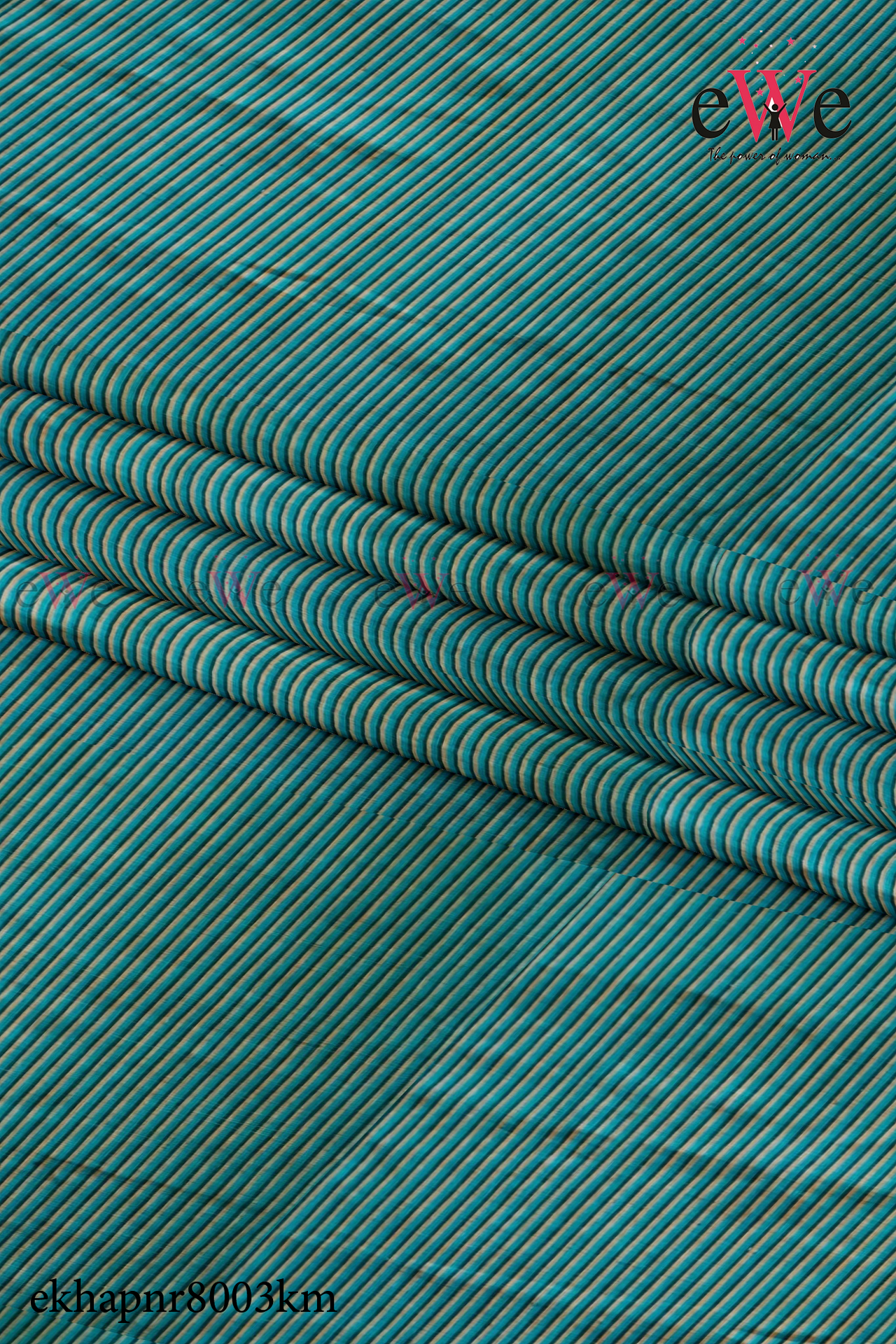 Green Striped Handspun Handwoven Khadi Fabric