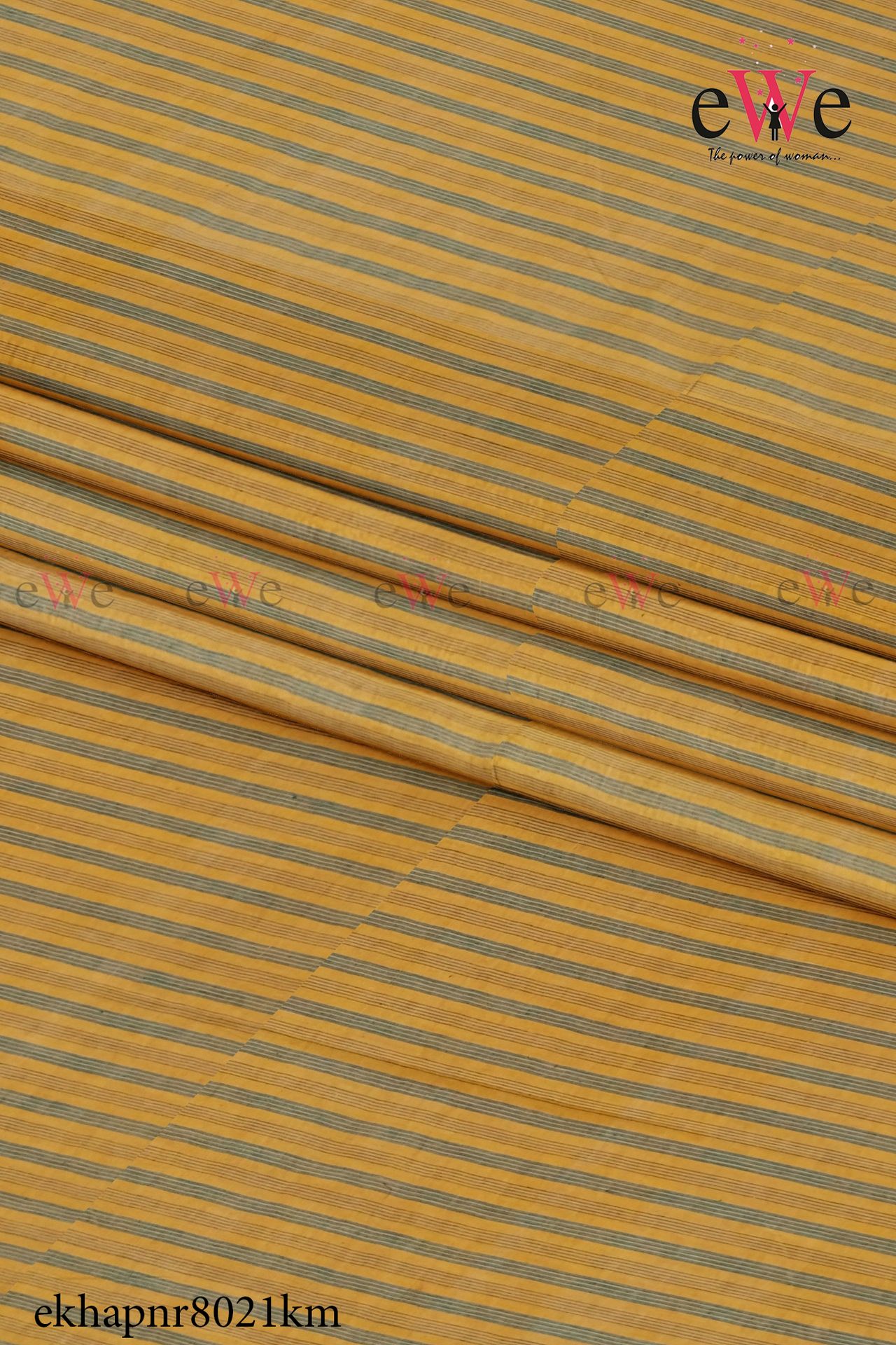 Yellow Striped Handspun Handwoven Khadi Fabric