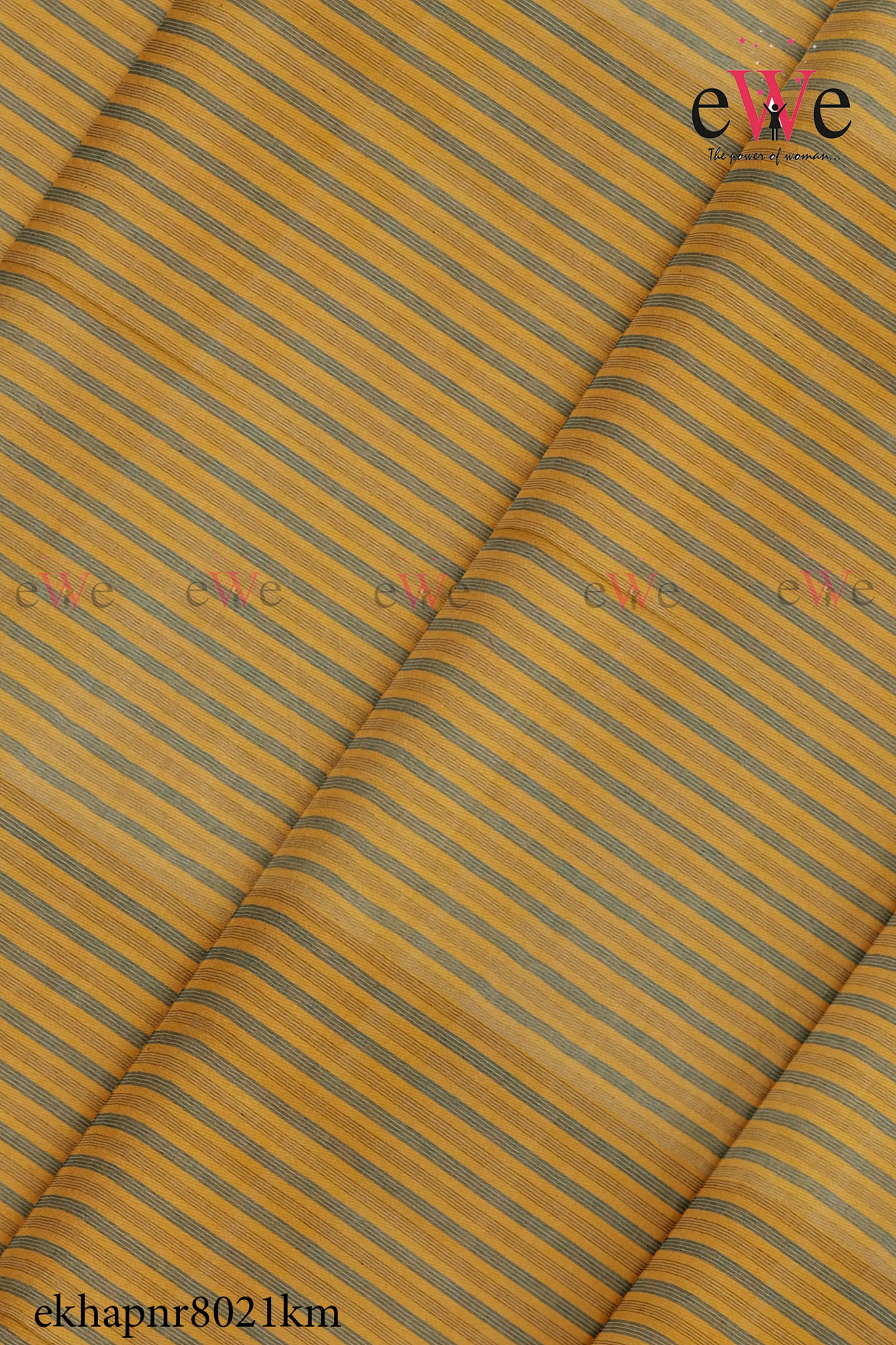 Yellow Striped Handspun Handwoven Khadi Fabric