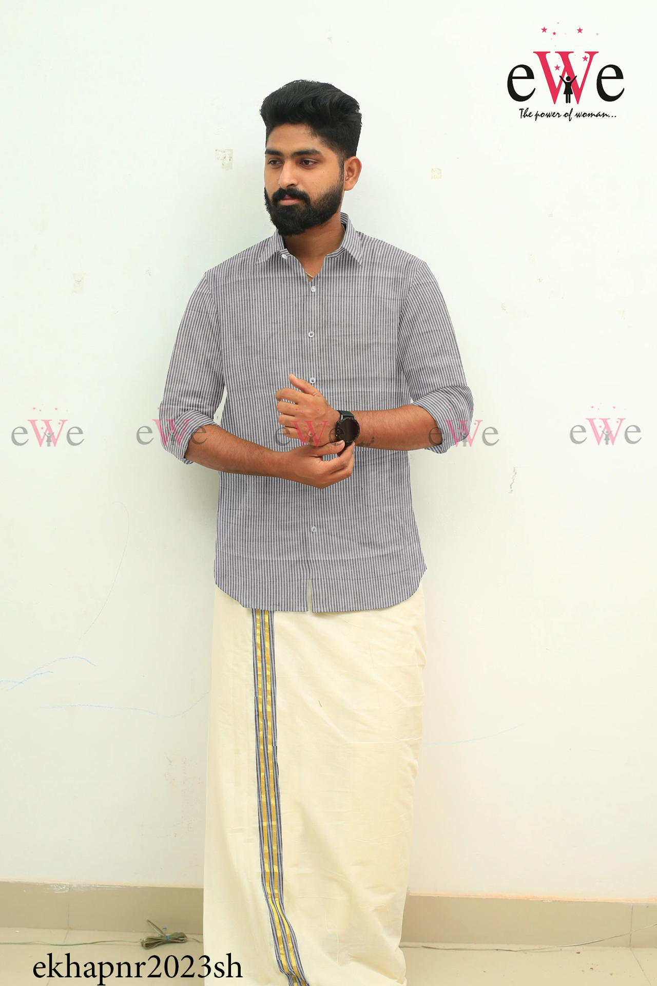 White Striped Khadi Gent's Shirt