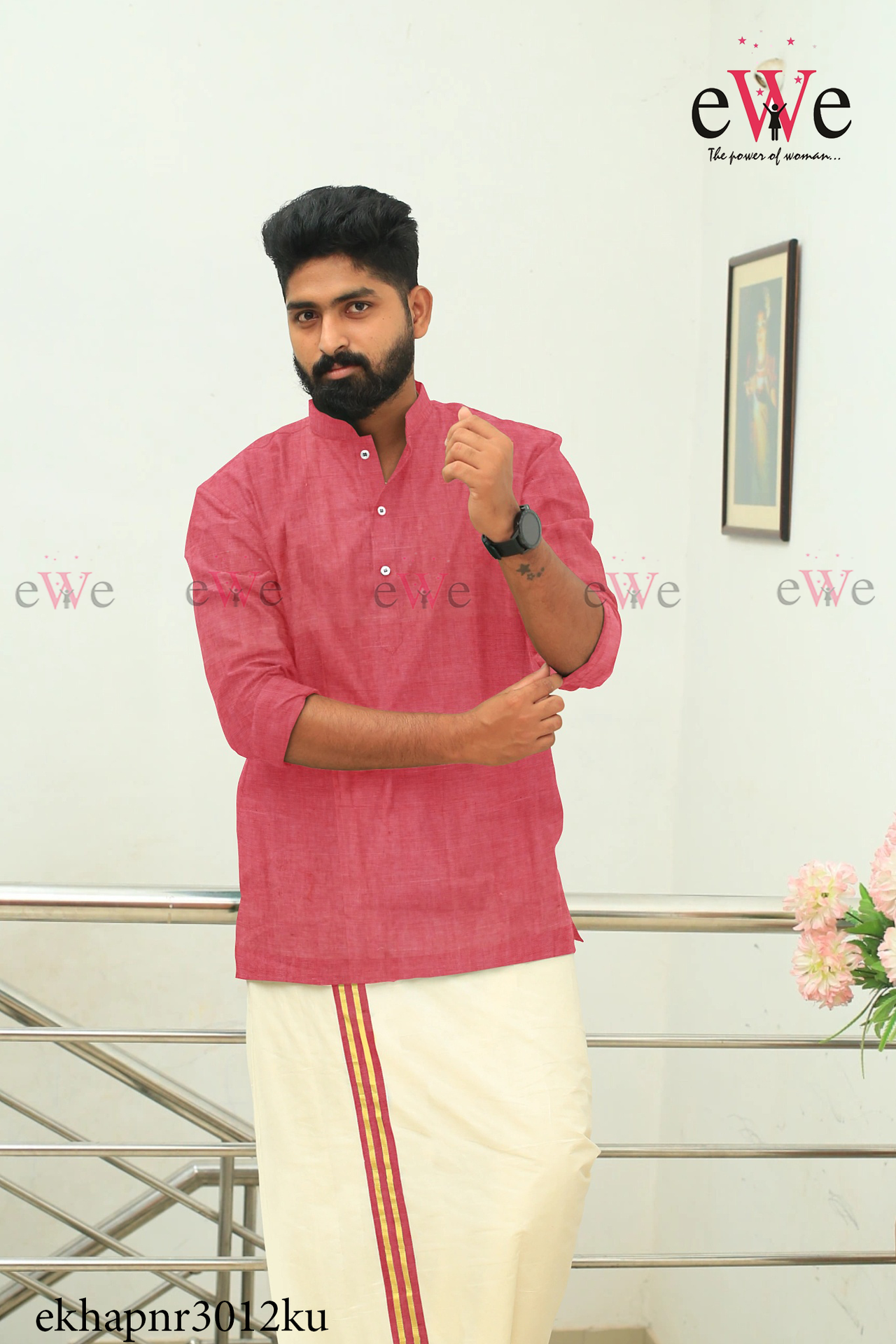 Imperial Red Khadi Gent's Short Kurta