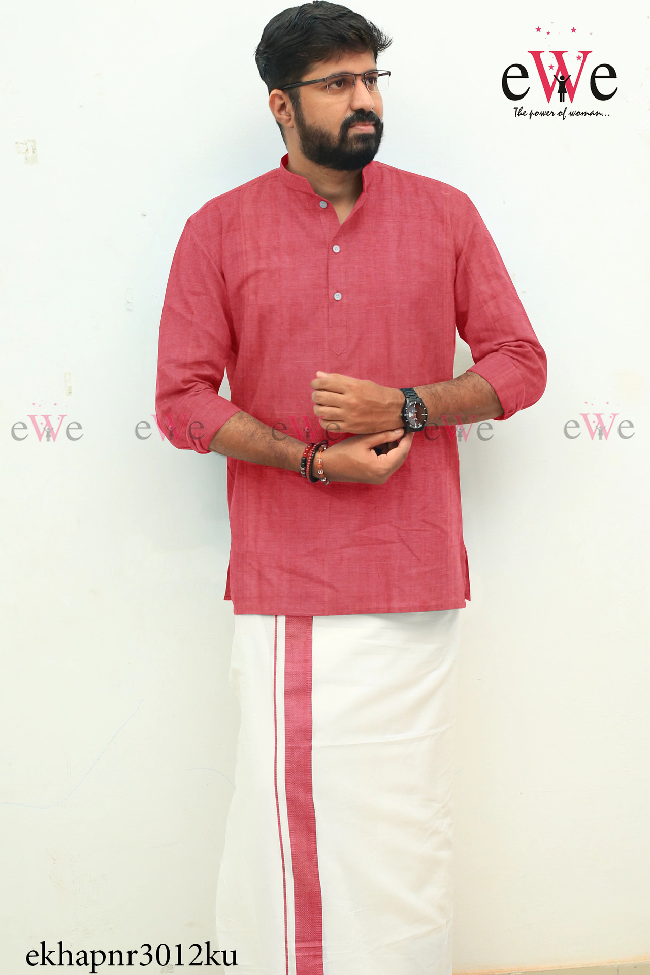 Imperial Red Khadi Gent's Short Kurta