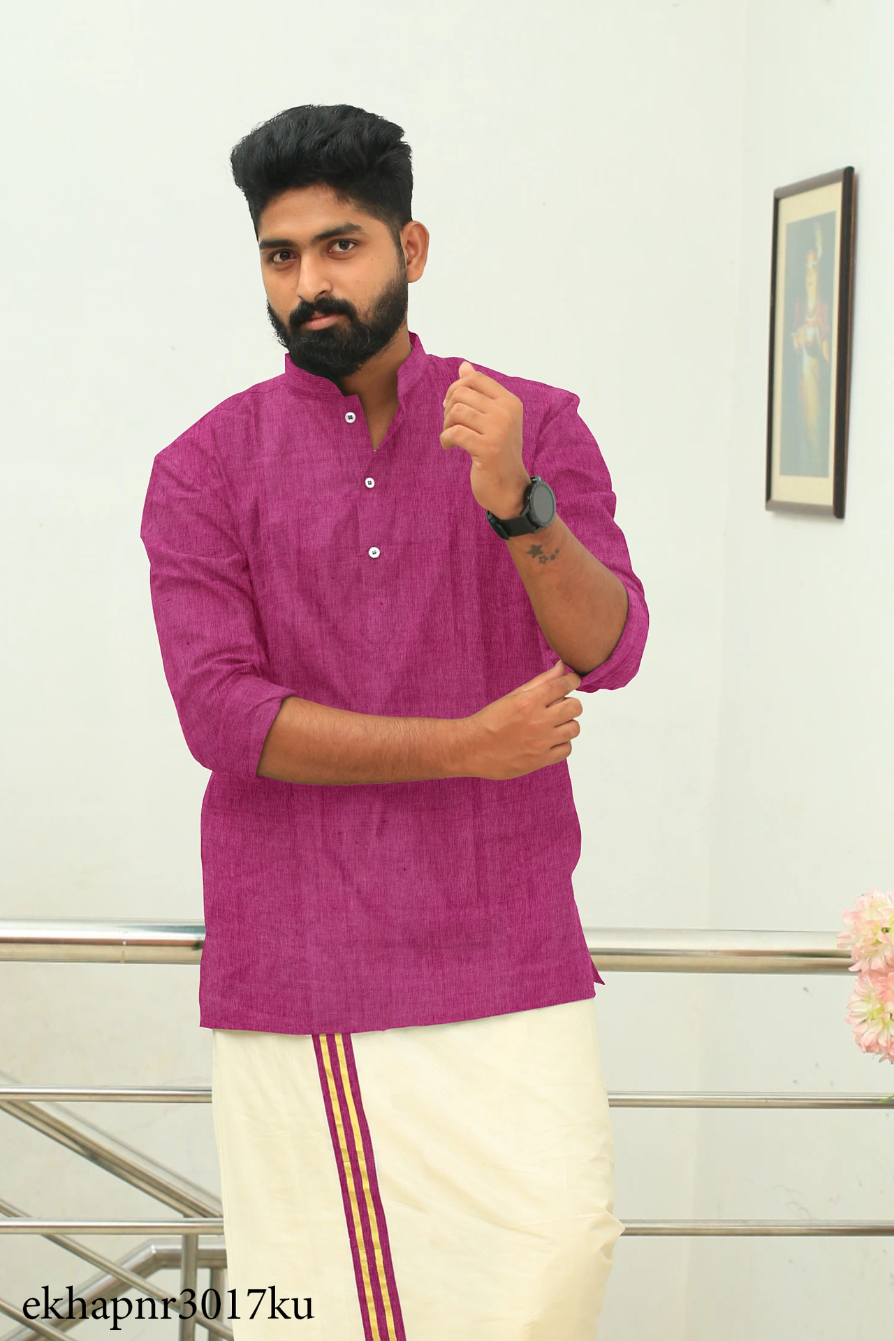 Rose Khadi Gent's Short Kurta