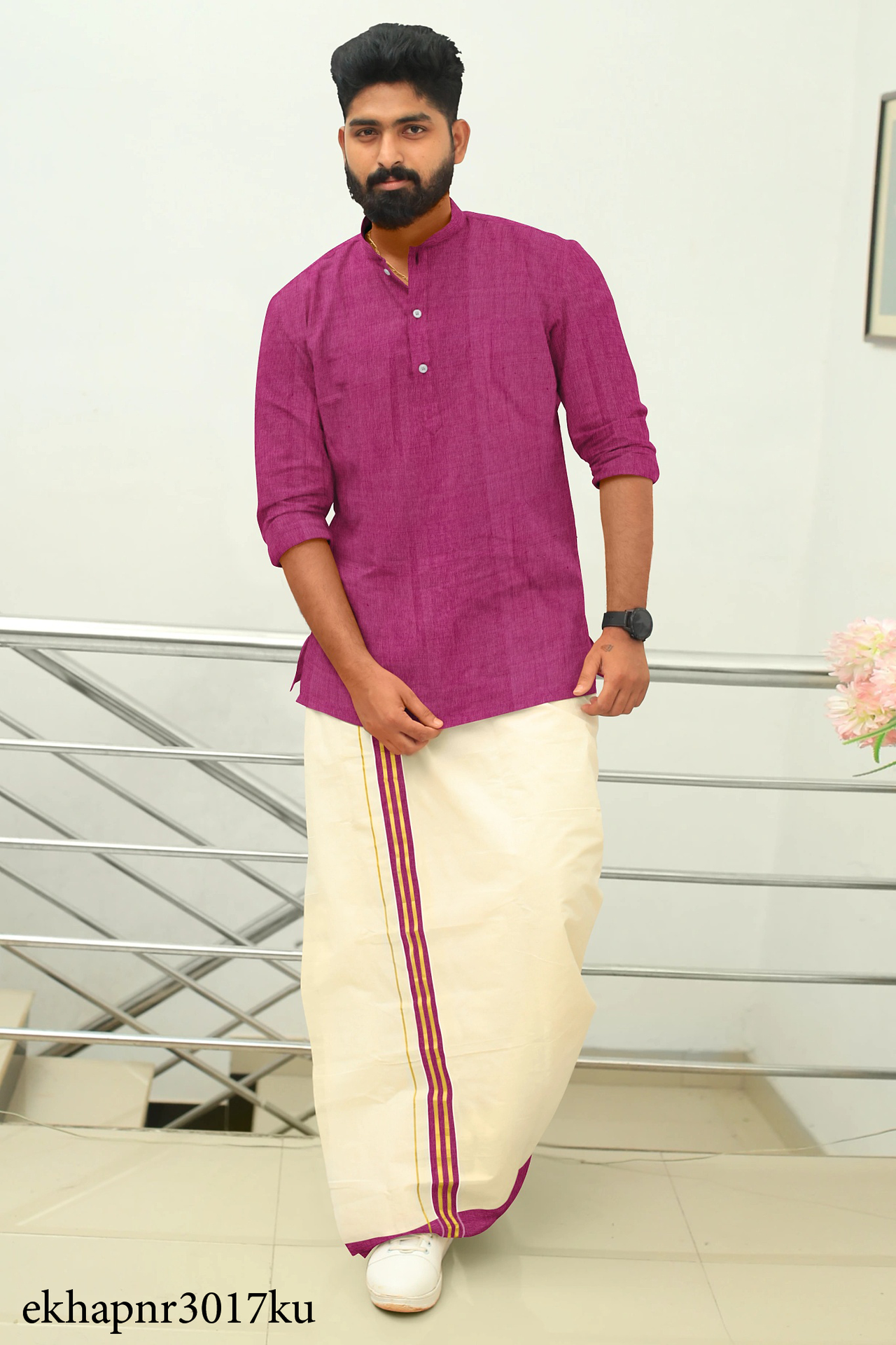 Rose Khadi Gent's Short Kurta