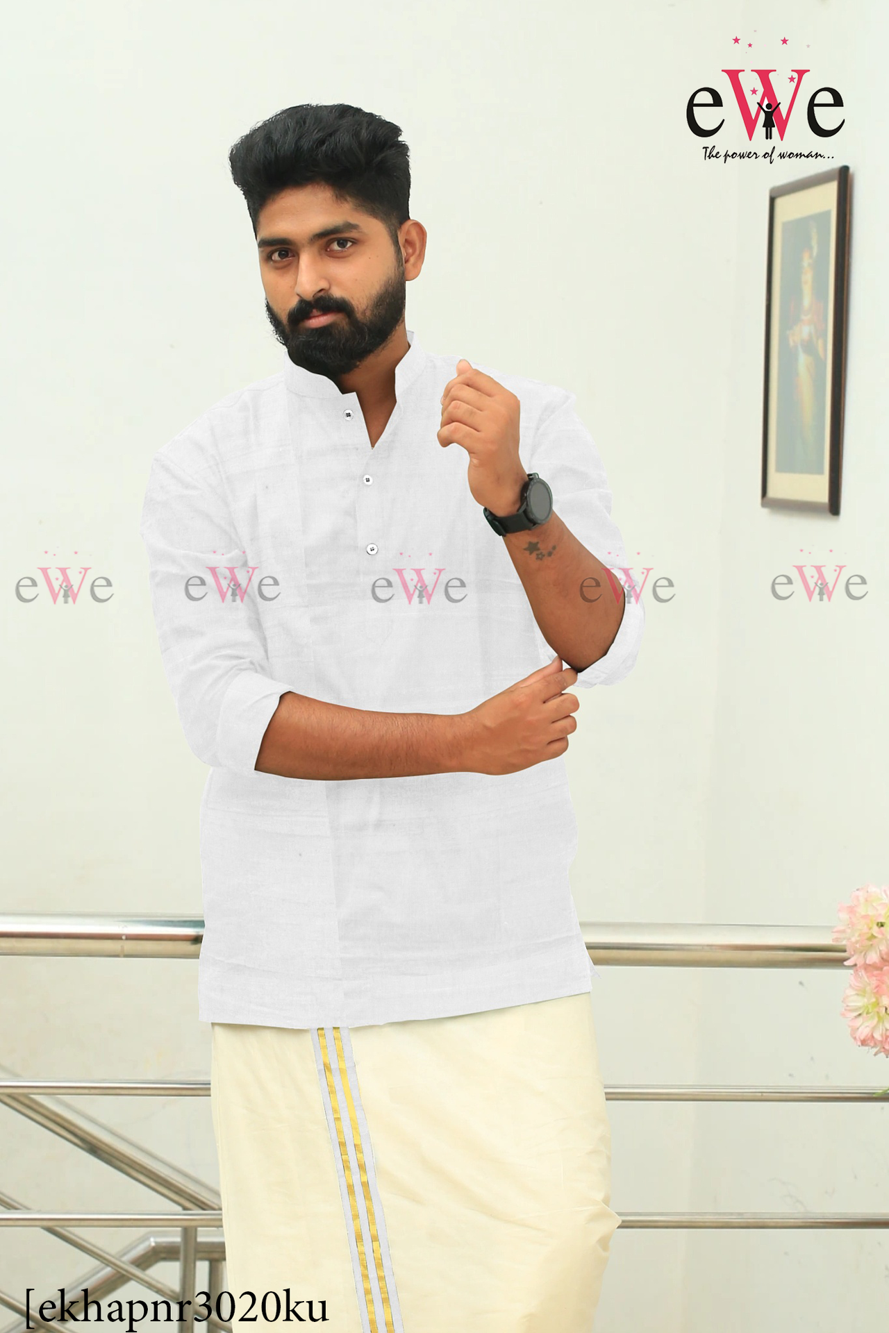 White Khadi Gent's Short Kurta