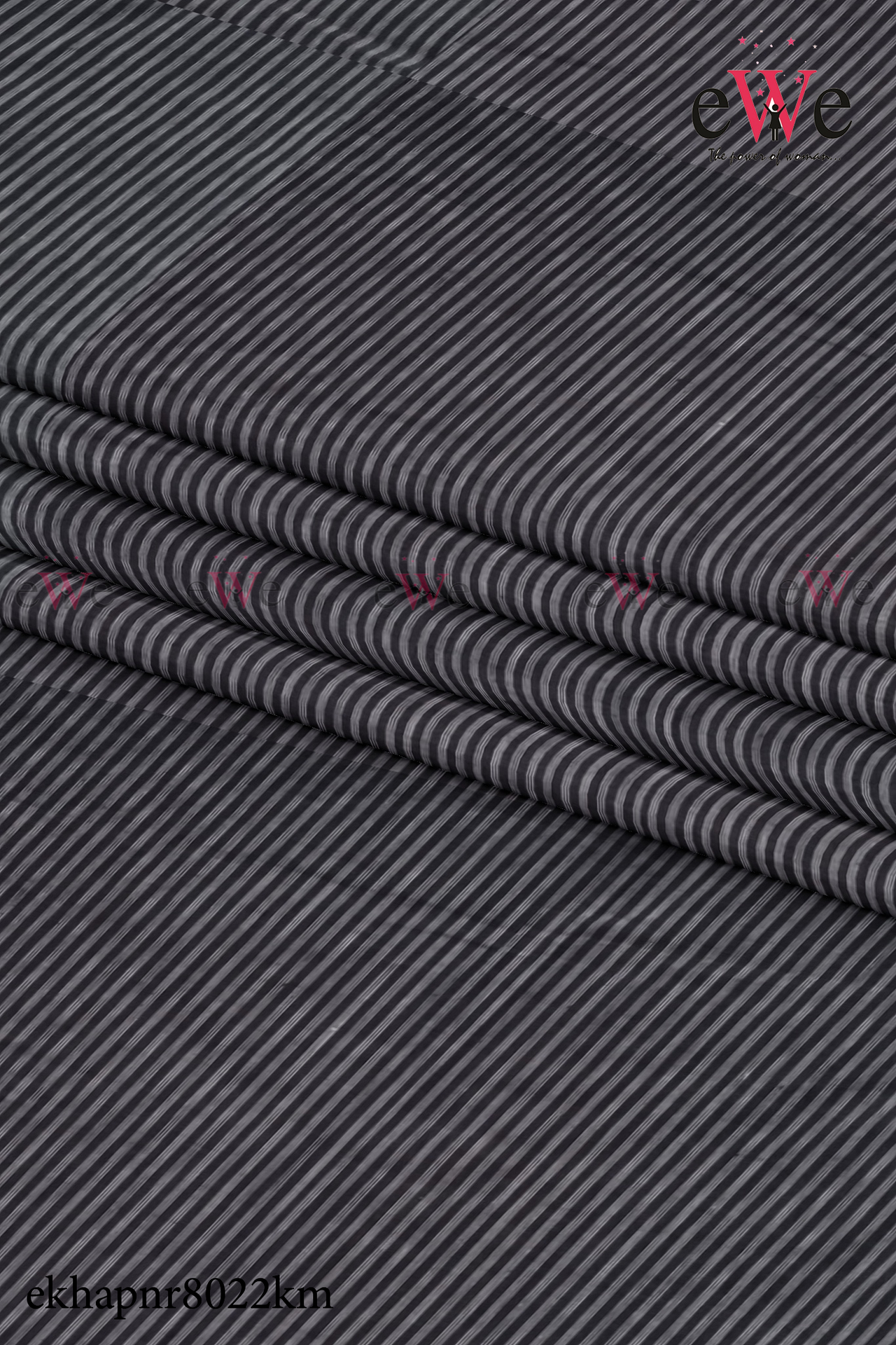 Black Striped Handspun Handwoven Khadi Fabric