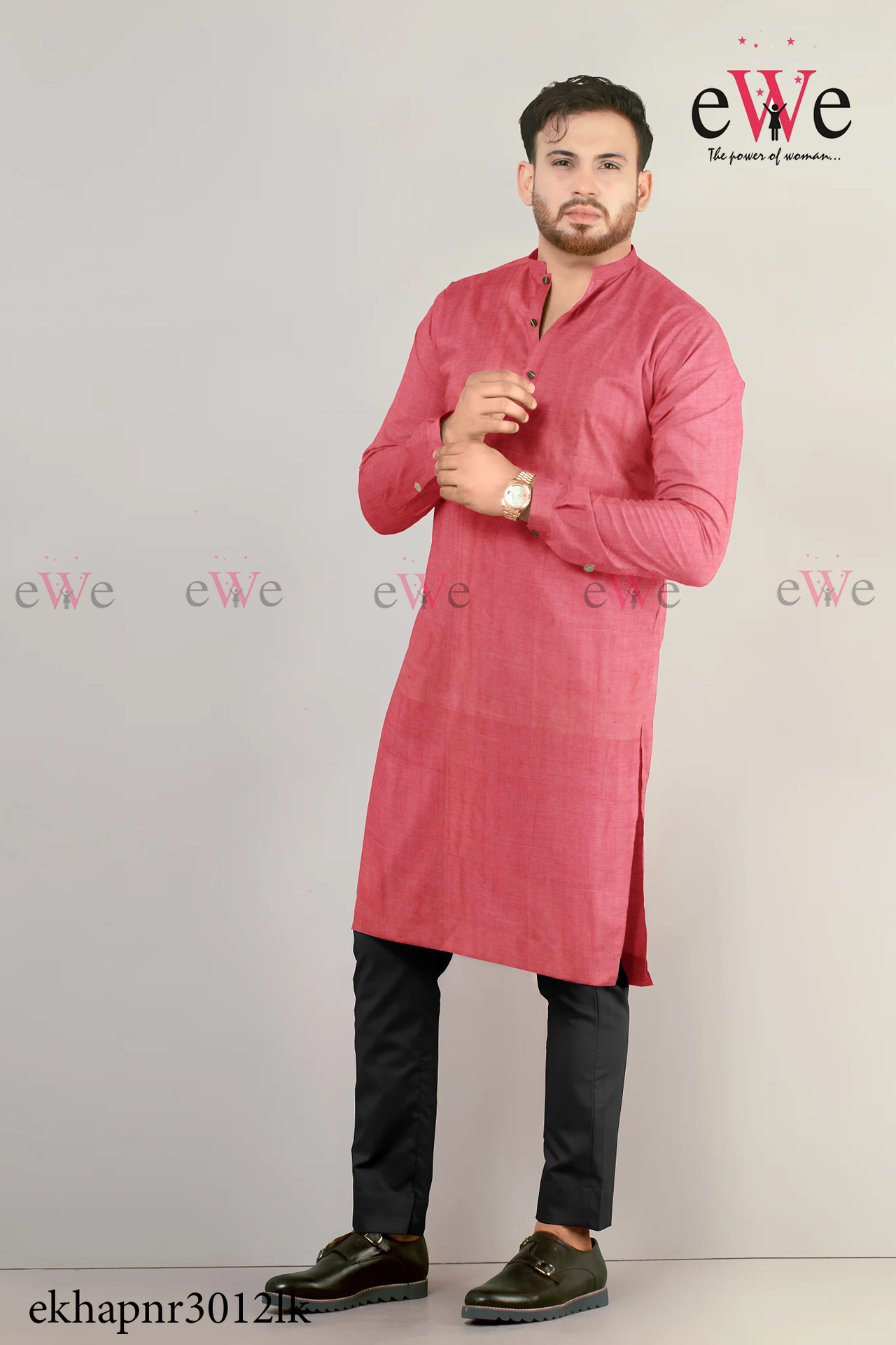Imperial Red  Khadi Gent's Long Kurta