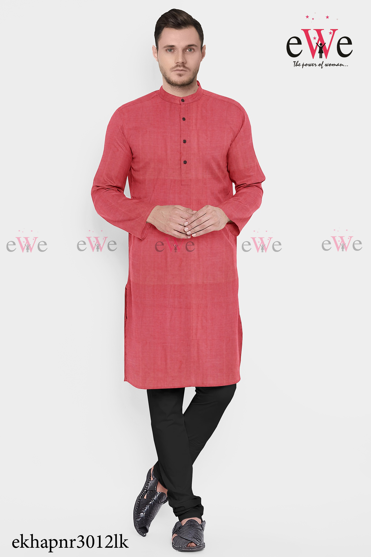 Imperial Red  Khadi Gent's Long Kurta