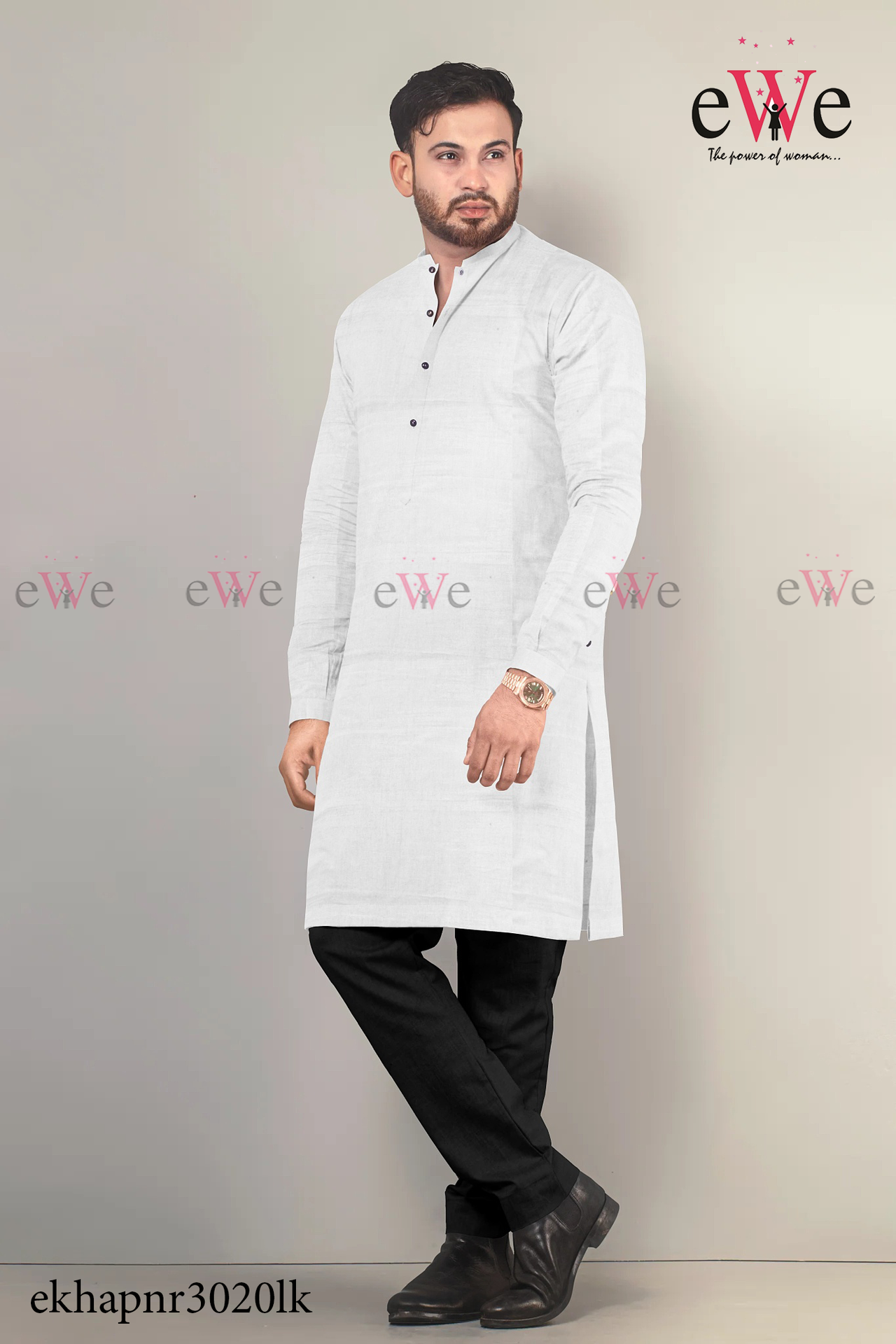 White Khadi Gent's Long Kurta