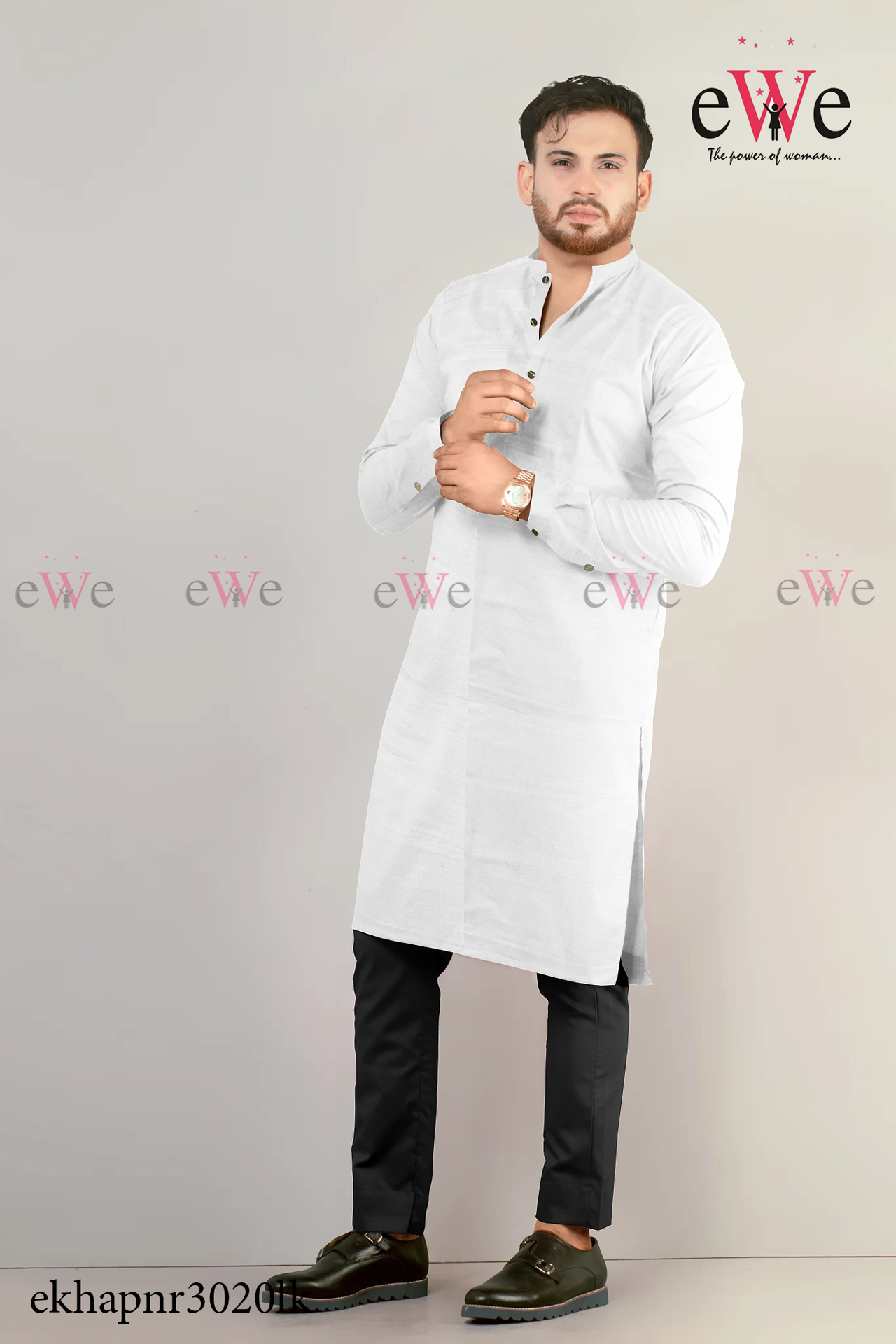 White Khadi Gent's Long Kurta